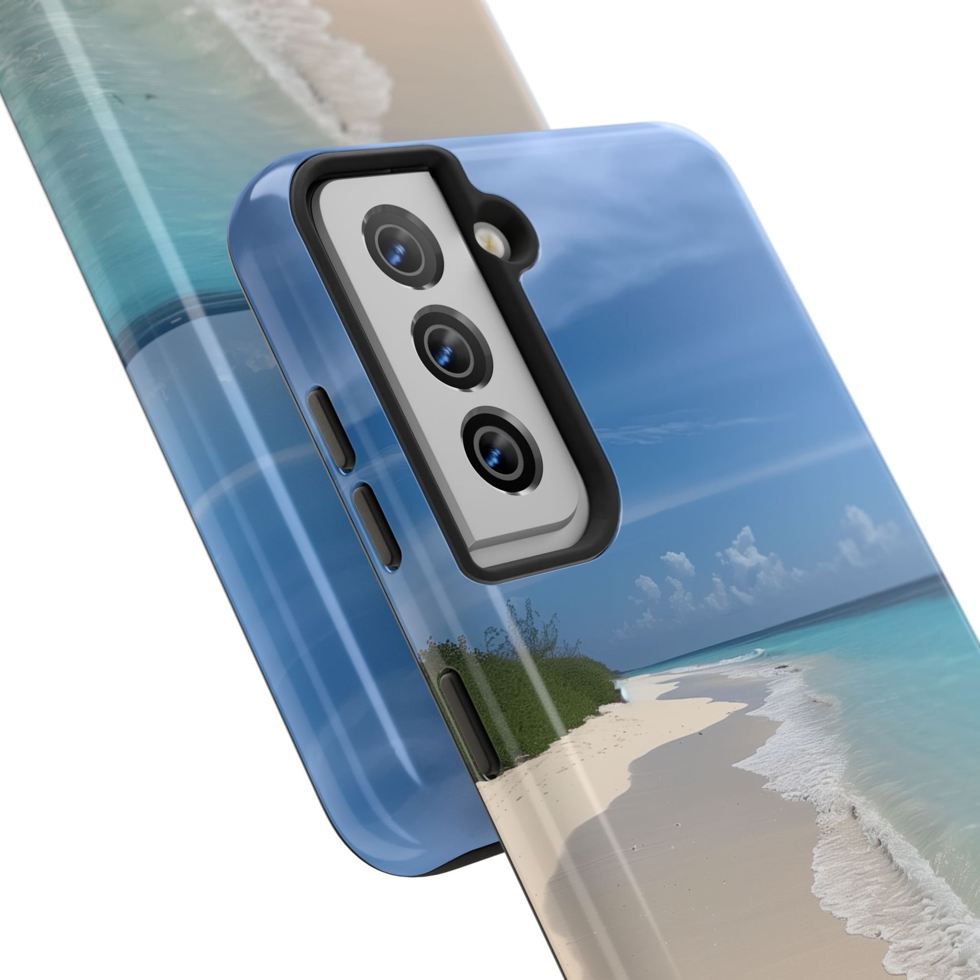 Ocean Beach Scene Phone Case White Sand Turquoise Water iPhone 13 14 15 16 Pro Max Plus Samsung Galaxy S23 Sunset Sunshine Oceanfront Cruise