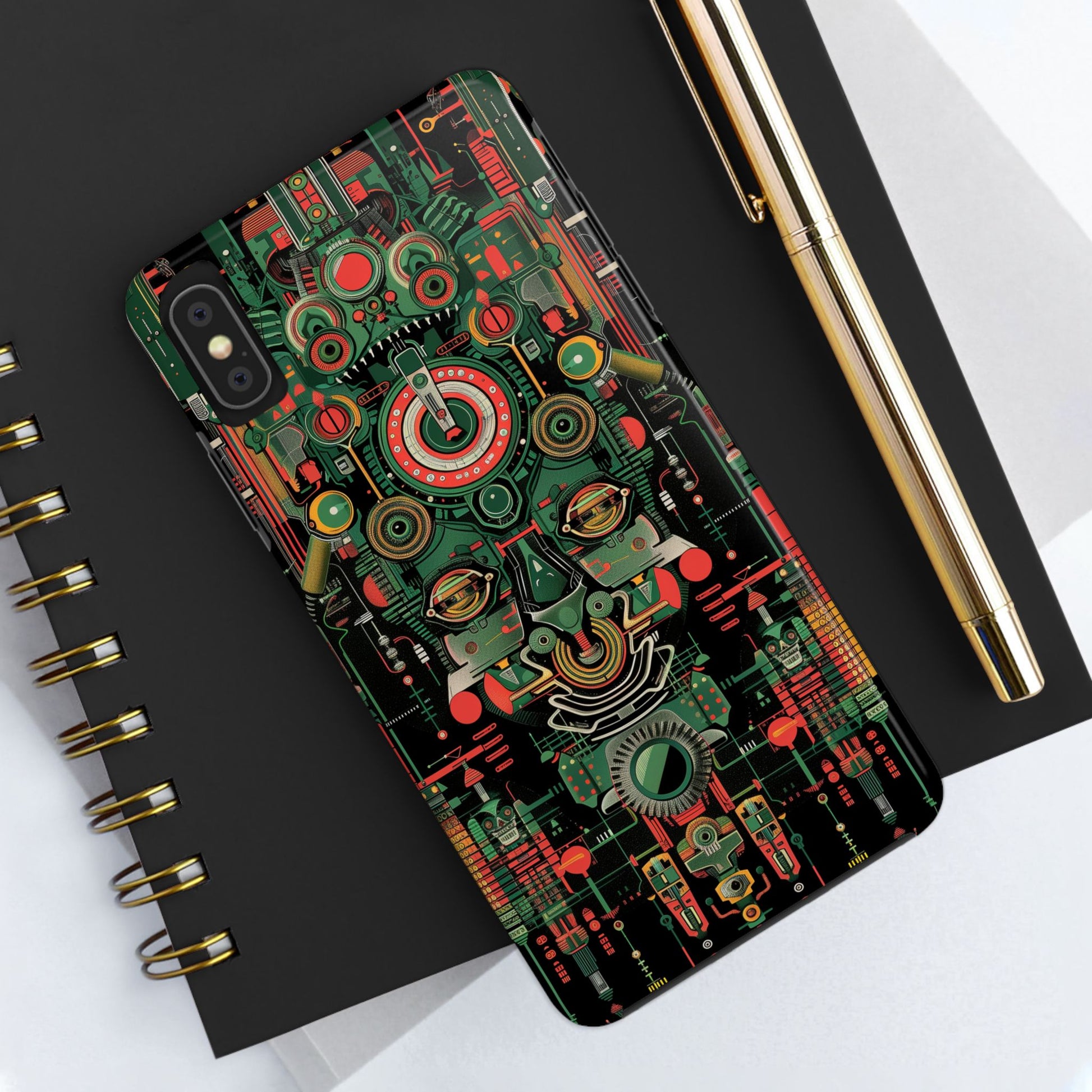 Art Deco Robot Head iPhone Case - Sci-Fi Inspired Cover - Futuristic Design - Unique Tech Accessory - Futurist Gift - Art Deco Robot