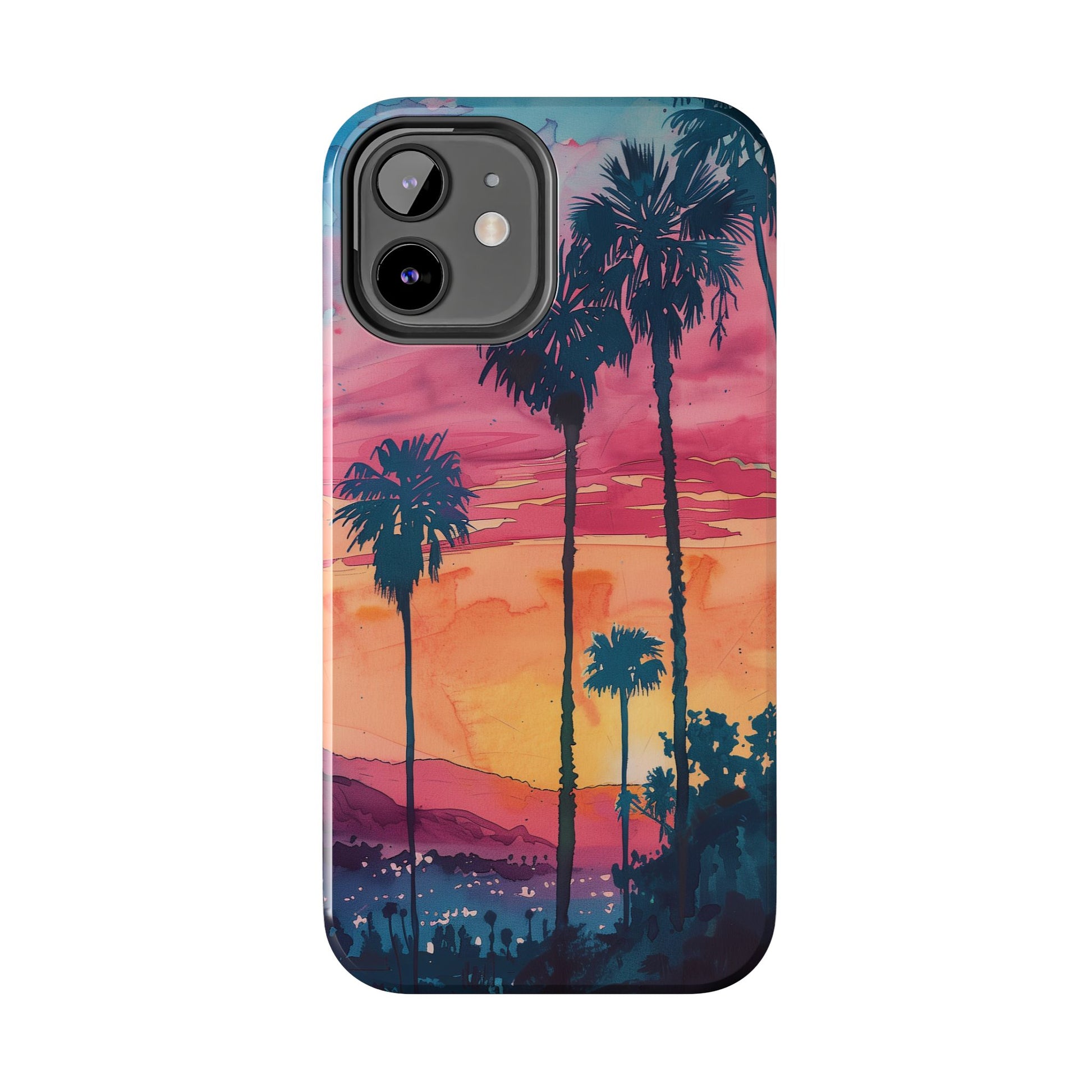 Los Angeles Sunset iPhone Case, Golden Hour Scenic View, Hollywood Hills Sunset Phone Case, Palm Trees Phone Case, iphone 15 pro max case