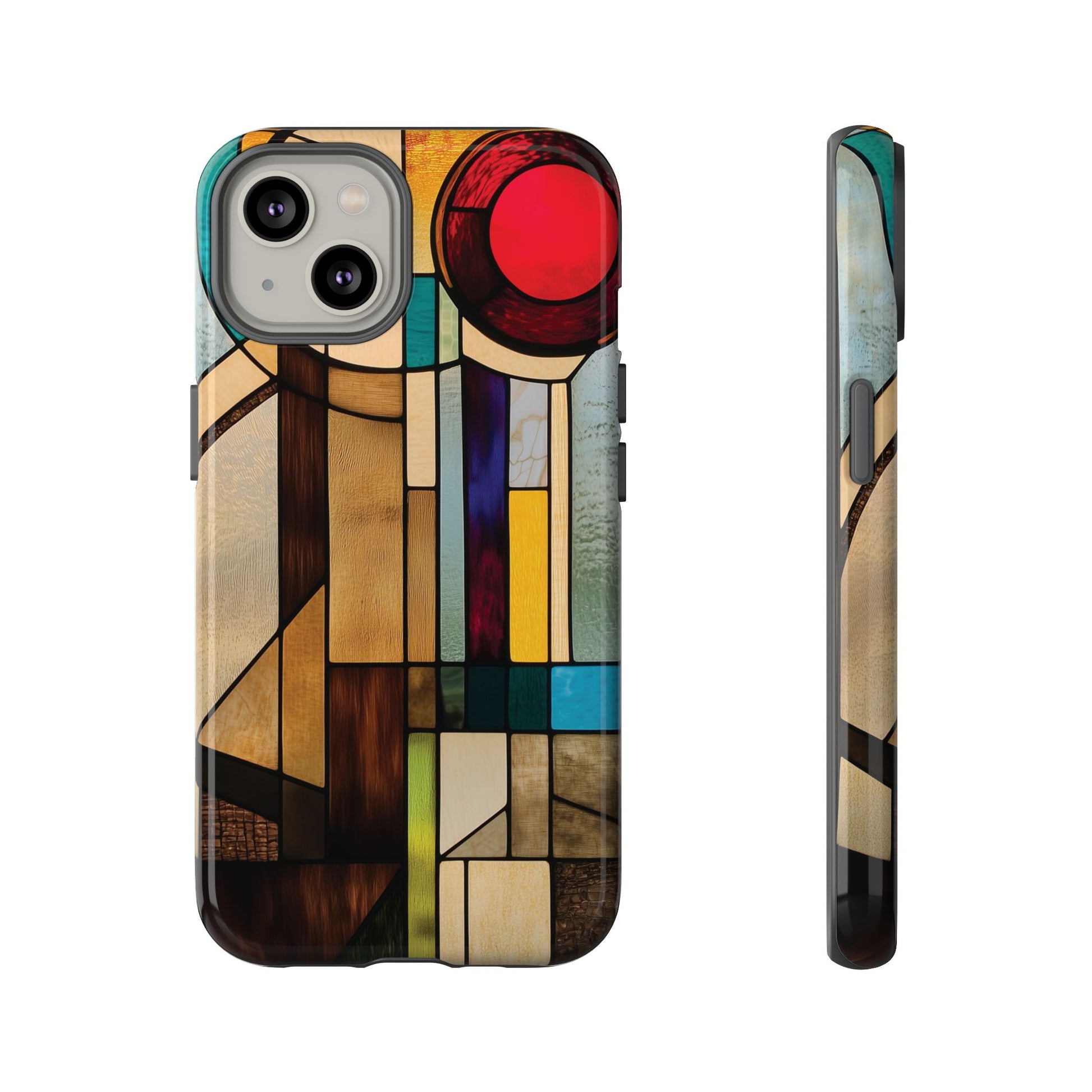 Stained Art Deco Glass Phone Case Frank Lloyd Wright Cottage Core Usonian Prairie Style Geometric Stylish  iPhone 14 15 16 Pro