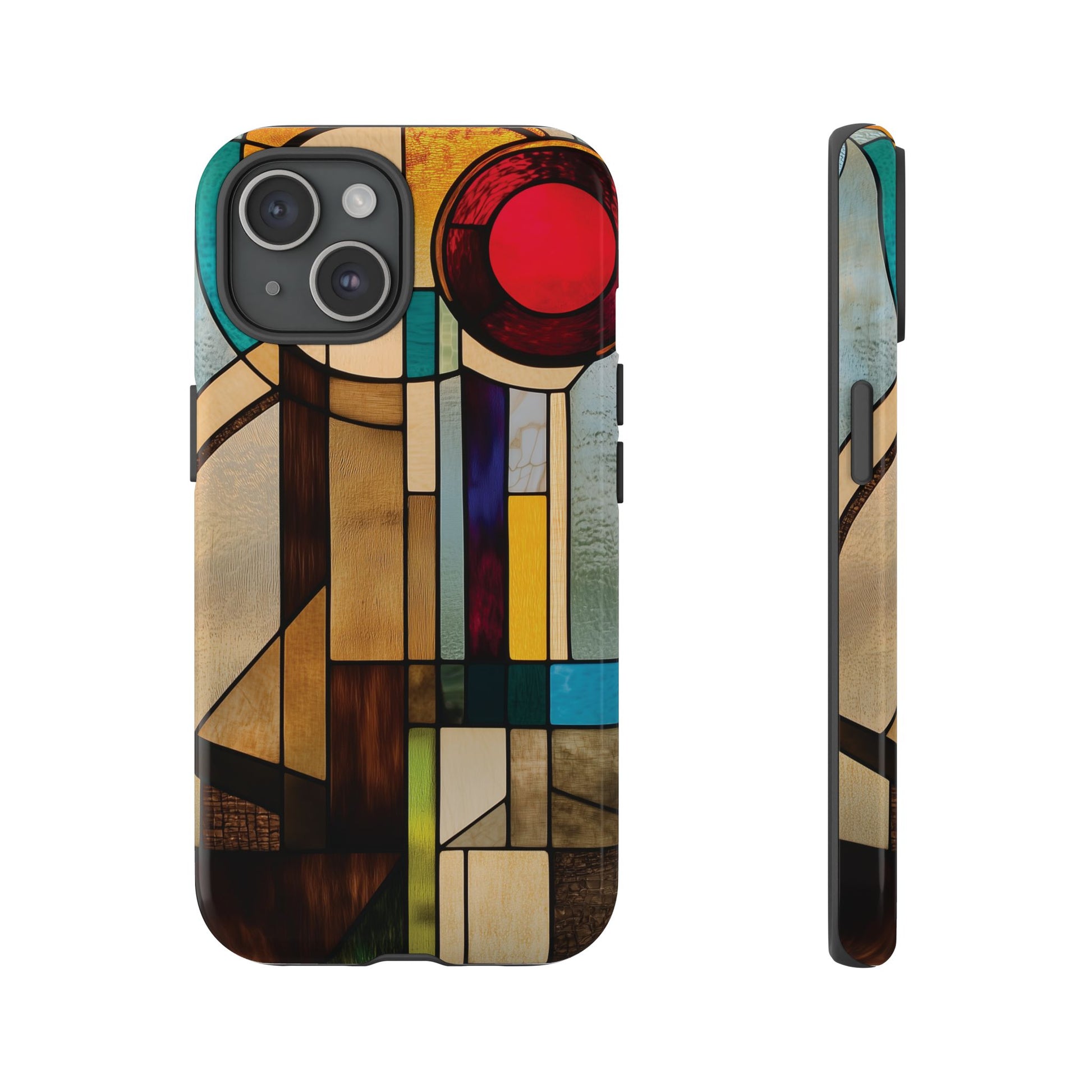Stained Art Deco Glass Phone Case Frank Lloyd Wright Cottage Core Usonian Prairie Style Geometric Stylish  iPhone 14 15 16 Pro