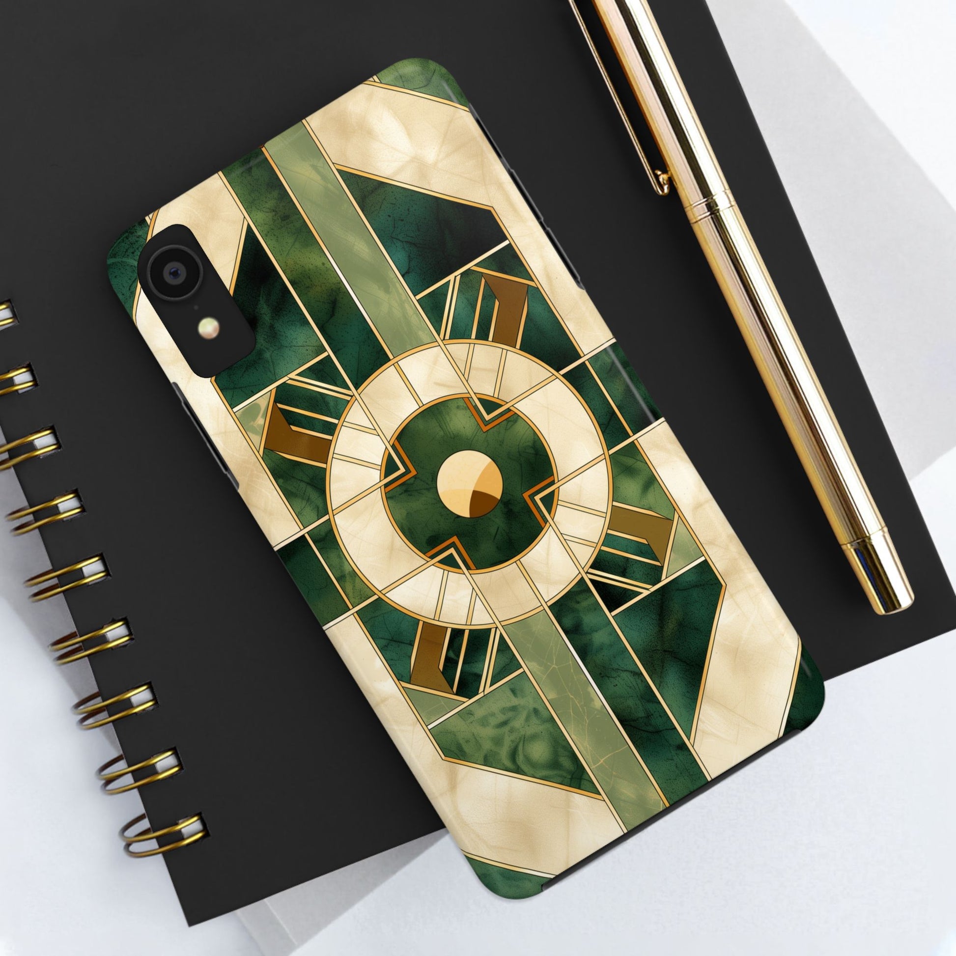 Green Frank Lloyd Wright Inspired Phone Case - Geometric Elegance for iPhone Models