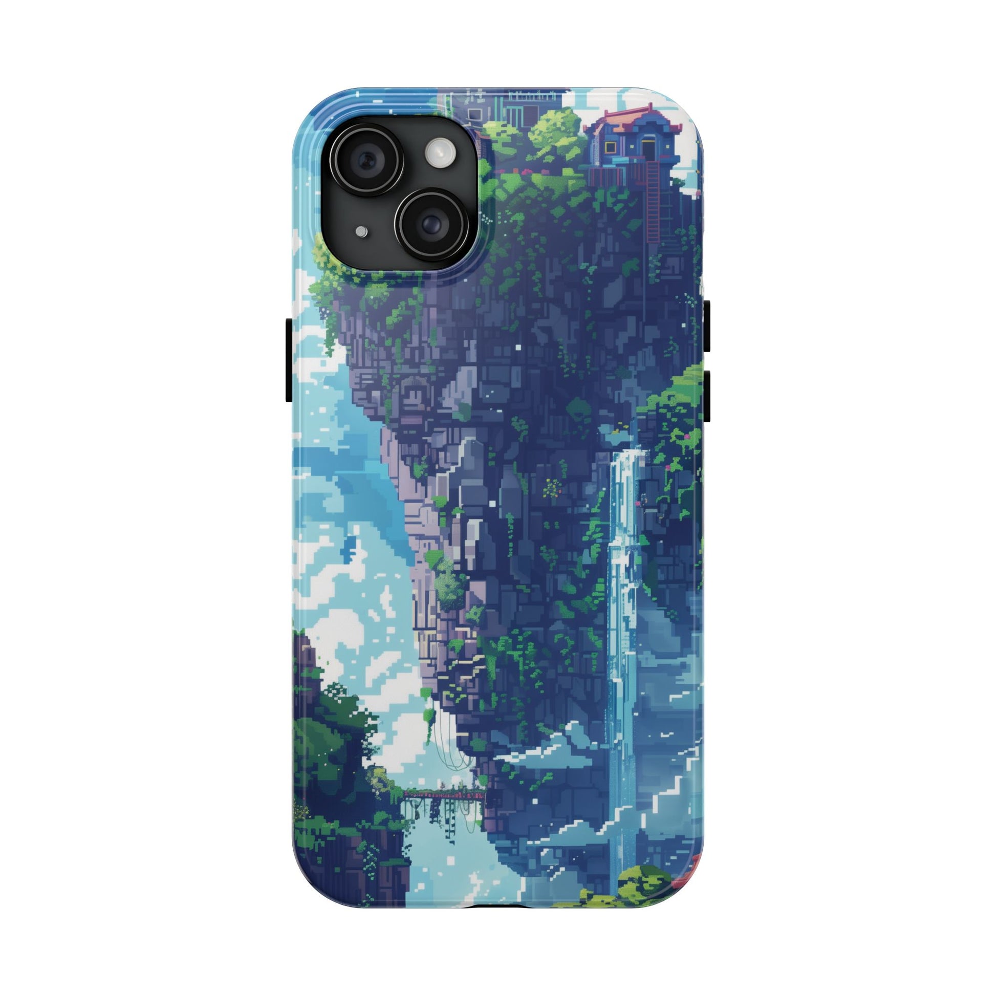Pixel Art Video Game Landscapes Phone Case, Retro Gaming Pixelated Design, Geeky Gamer Phone Cover, Unique Video Game Art Accessories