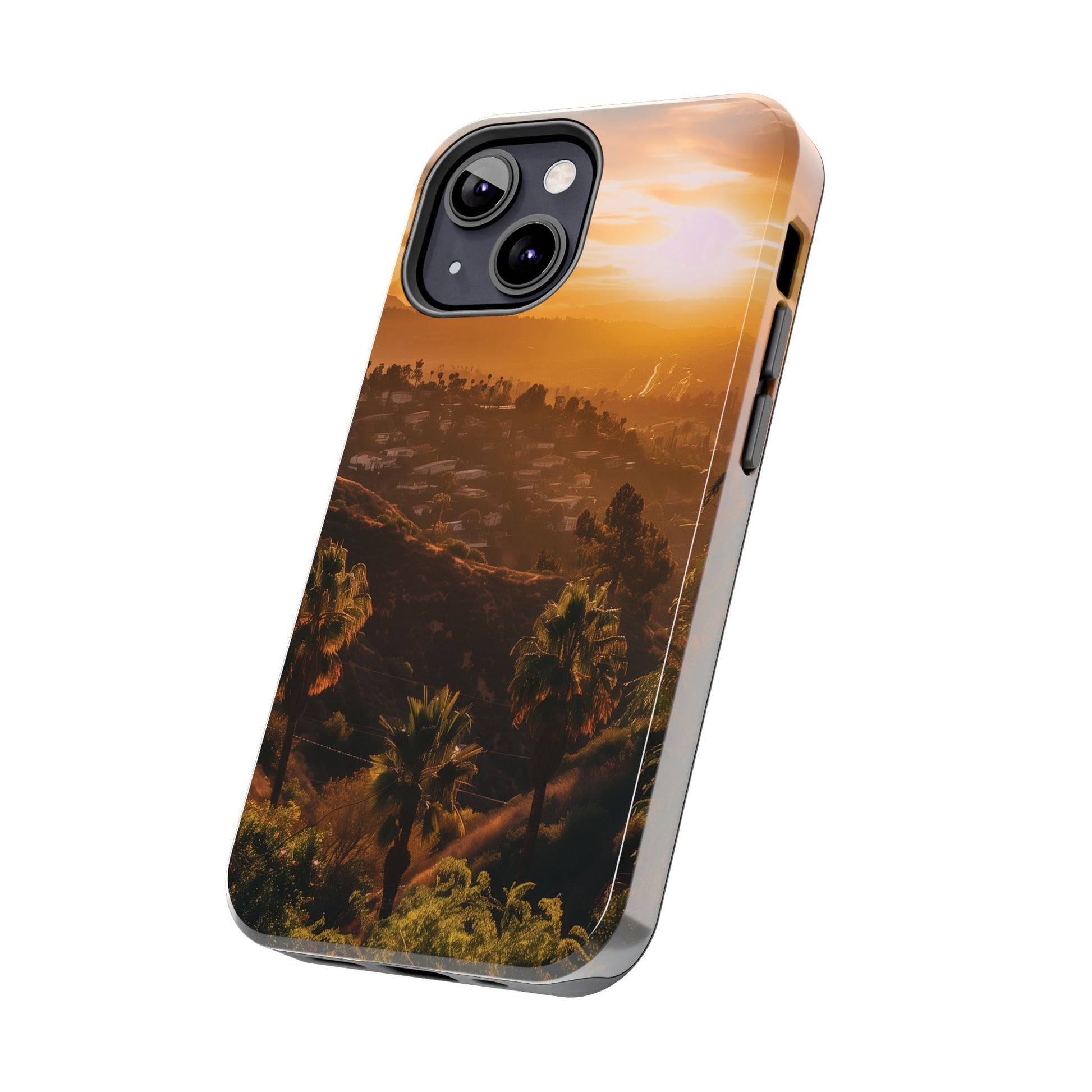 Los Angeles Sunset iPhone Case, Golden Hour Scenic View, Hollywood Hills Sunset Phone Case, Palm Trees Phone Case, iphone 15 pro max case