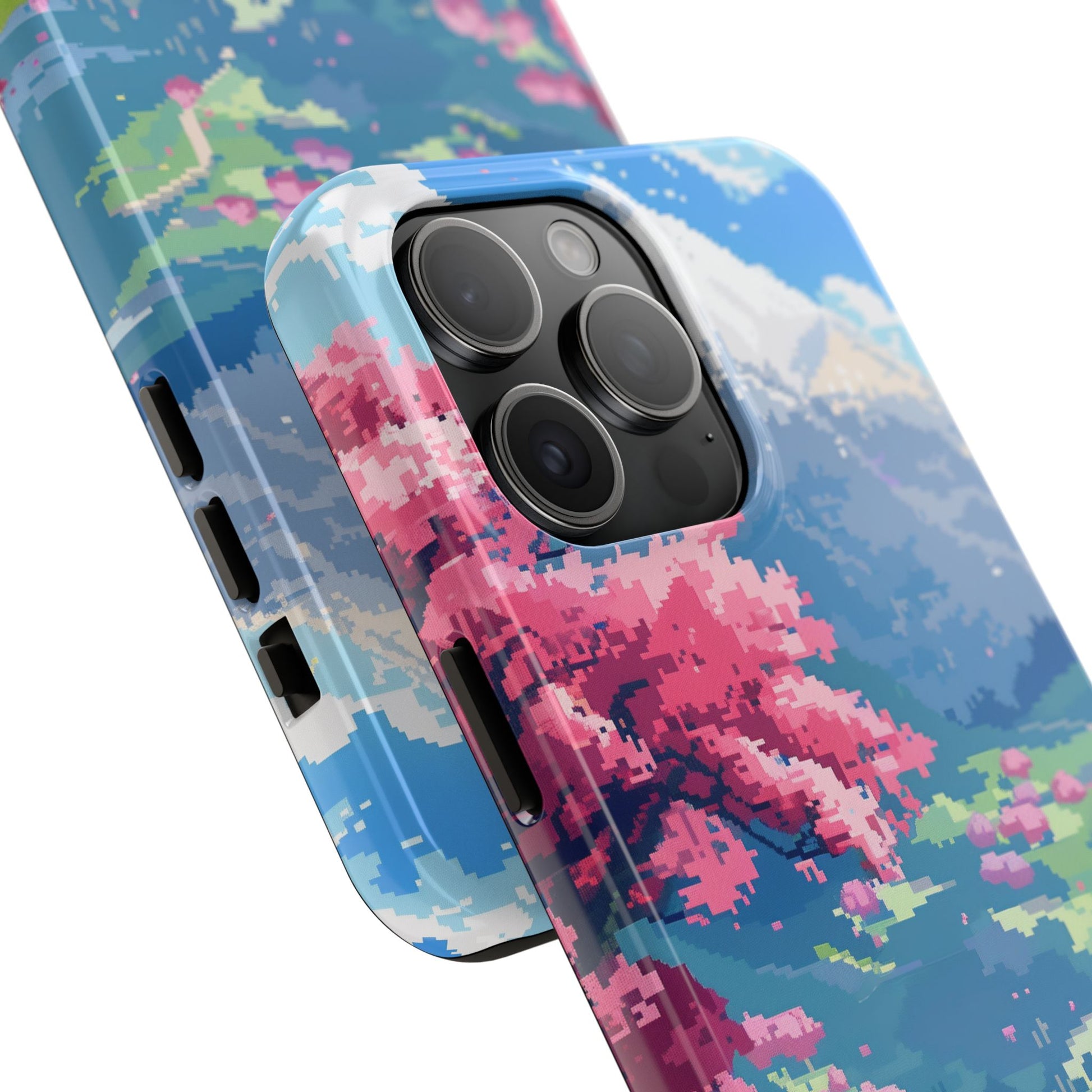 Pixel Art Video Game Landscapes Phone Case, Retro Gaming Pixelated Design, Geeky Gamer Phone Cover, Unique Video Game Art Accessories
