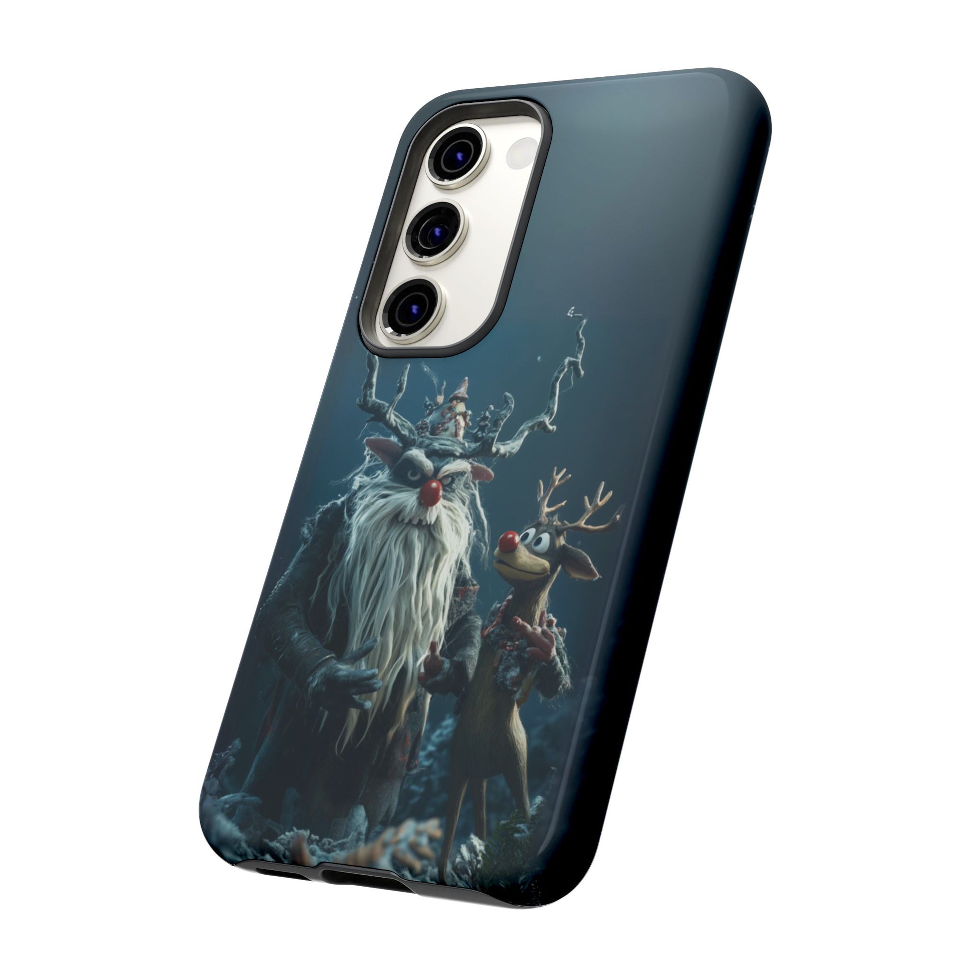 Christmas Rudolph Red Nose Reindeer Krampus Rankin Bass 3D Phone Case Festive Snowflakes iPhone 13 14 15 16 Pro Max Galaxy Pixel