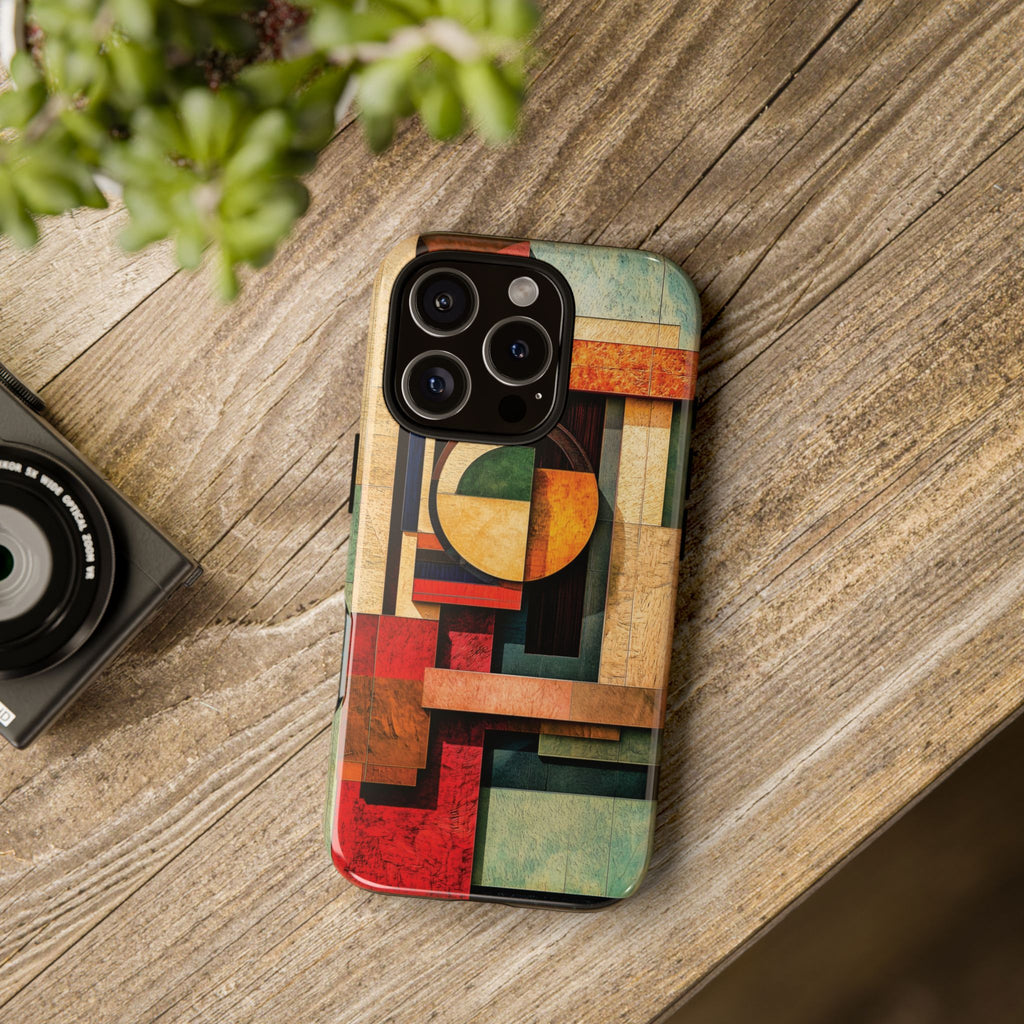 Tan Prairie Style Frank Lloyd Wright Usonian Phone Case Geometric Stained Glass Art Deco Marble Gold 13 14 15 16 iPhone Pro Max Galaxy Pixel