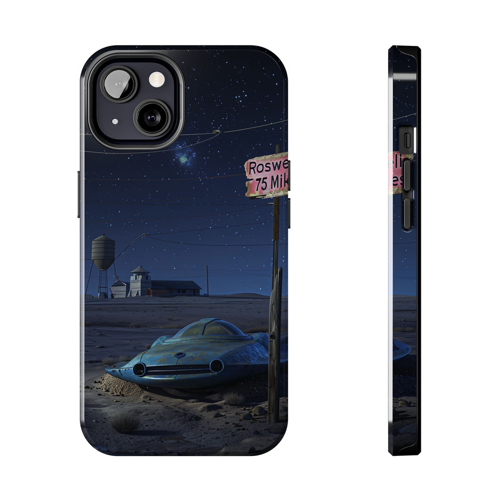 UFO Phone Case, Tough iPhone Case, Roswell UFO Crash Phone Case, Alien Invasion Design, Extraterrestrial iPhone Cover, Unique Sci-Fi Gift