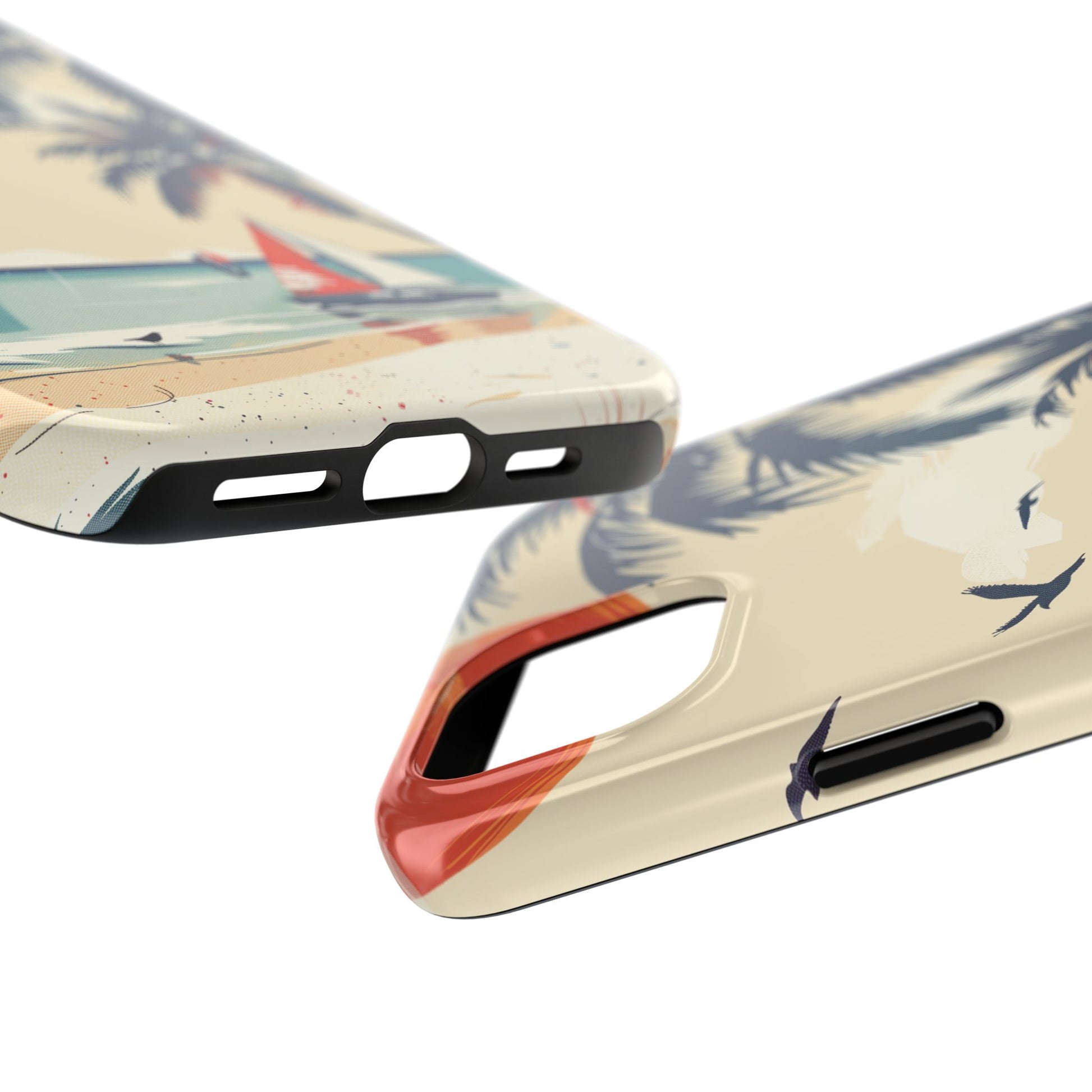 Retro Beach Scene Phone Case, Vintage Tropical Ocean iPhone Case, Summer Beach Phone Cover for iPhone, iphone 15 pro max