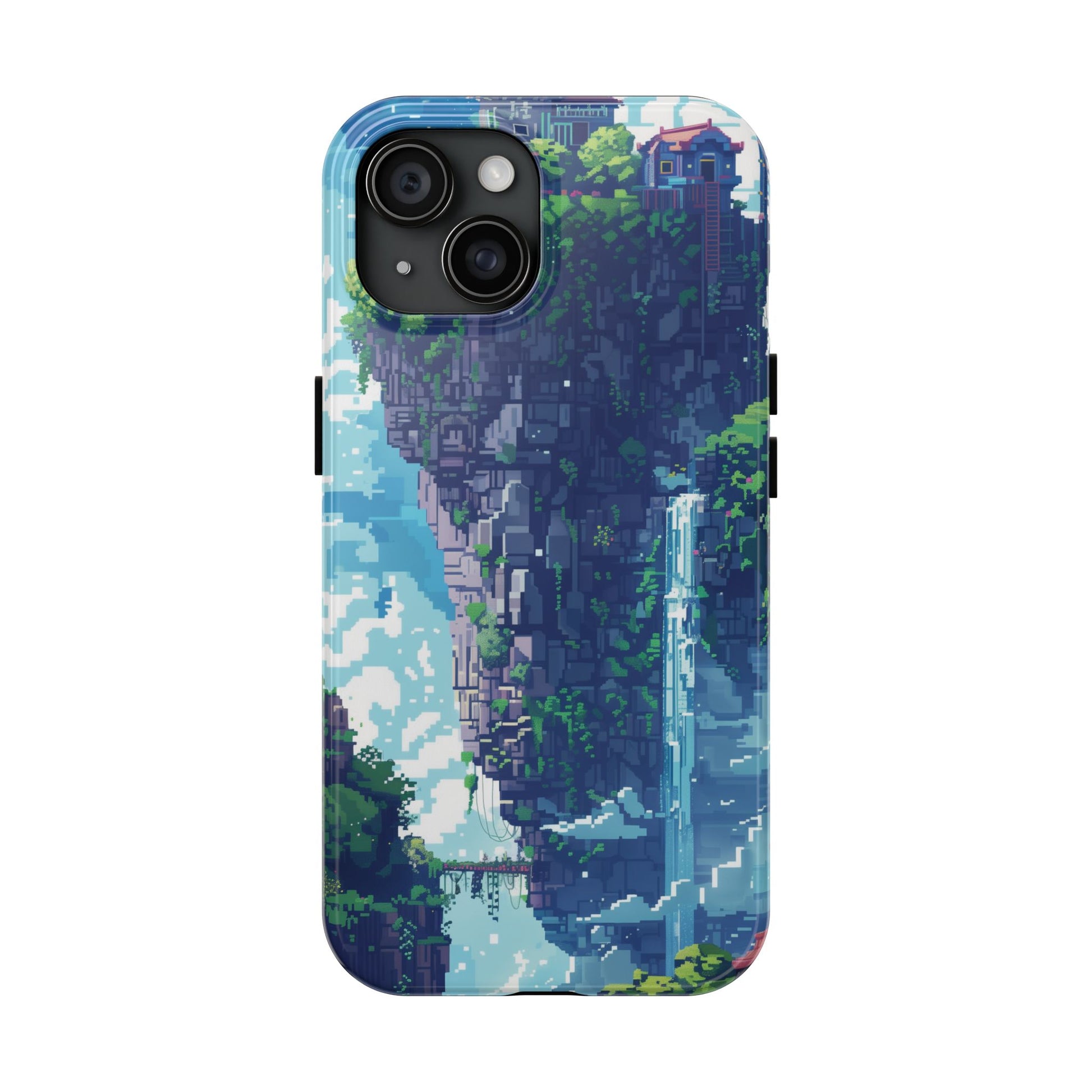 Pixel Art Video Game Landscapes Phone Case, Retro Gaming Pixelated Design, Geeky Gamer Phone Cover, Unique Video Game Art Accessories