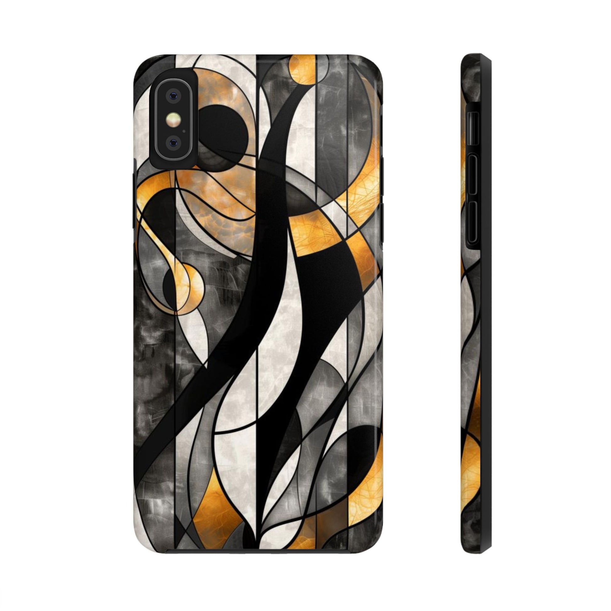 Noir Art Deco Stained Glass Style Phone Case - Unique and Stylish Design - Tough Dual Layer iPhone Case