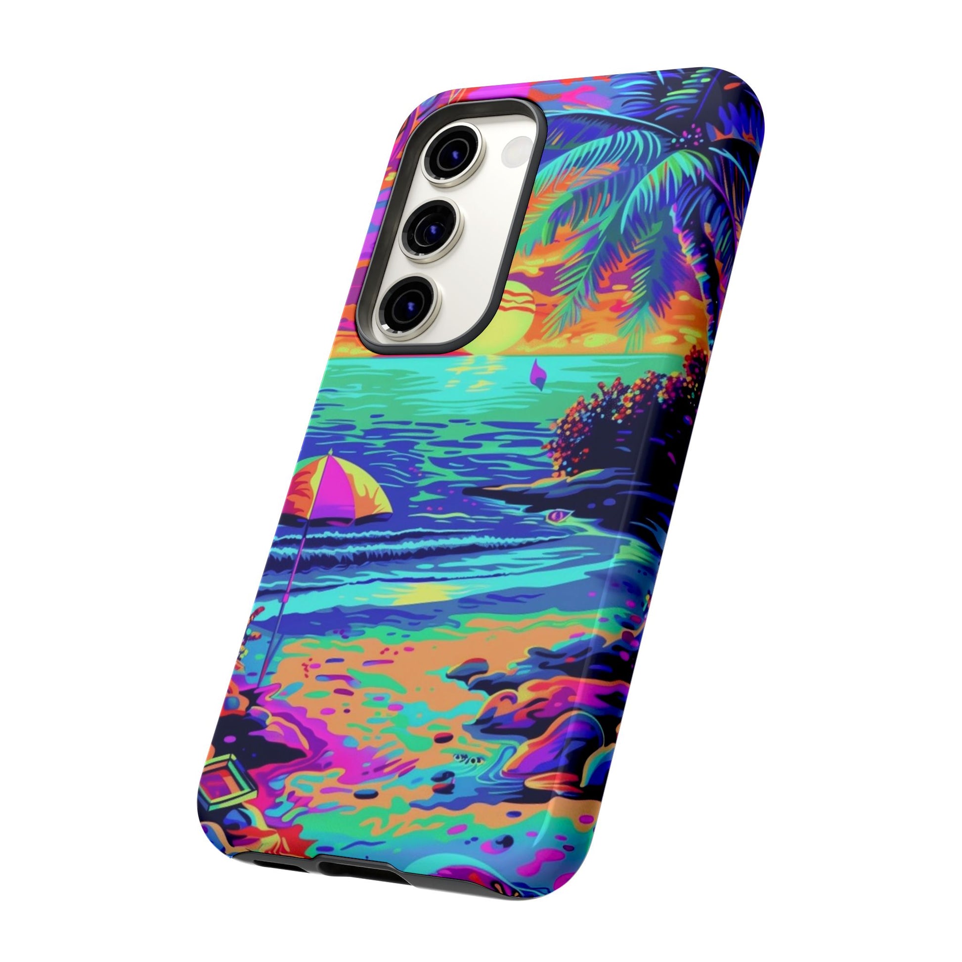 Beach Bliss: Durable Android Phone Case with Lisa Frank Style