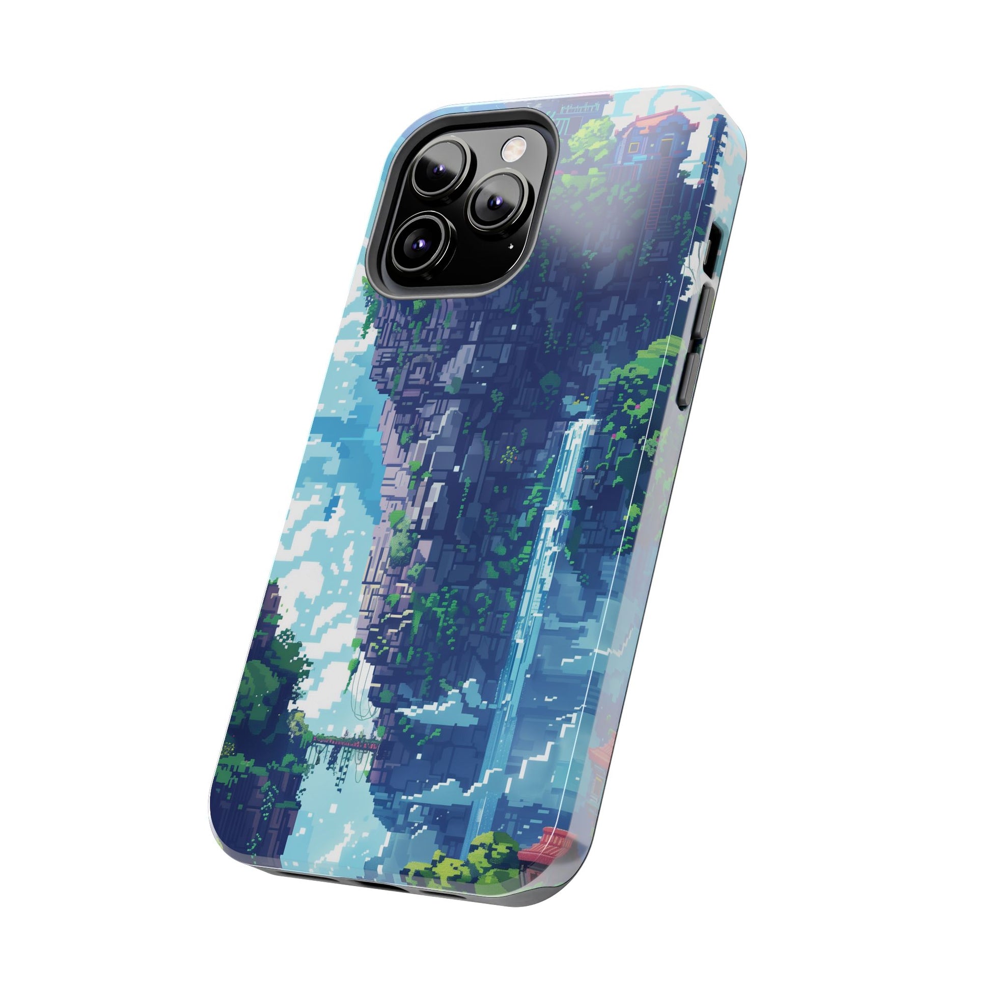 Pixel Art Video Game Landscapes Phone Case, Retro Gaming Pixelated Design, Geeky Gamer Phone Cover, Unique Video Game Art Accessories