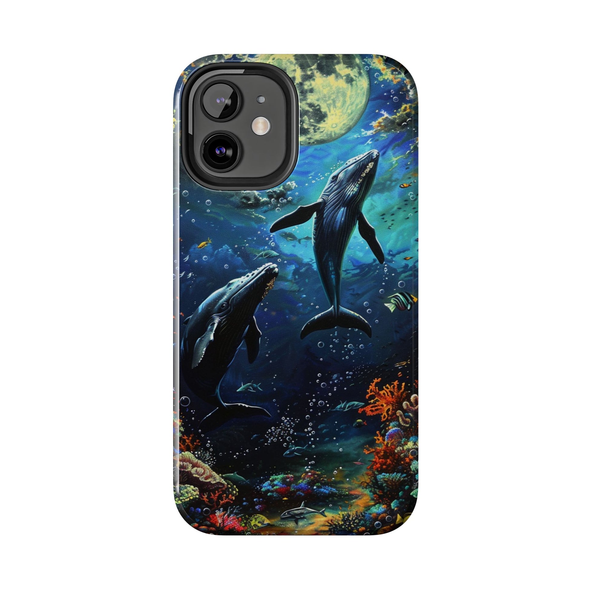 Moonlit Whales Underwater Phone Case - Durable and Stunning Protective Cover