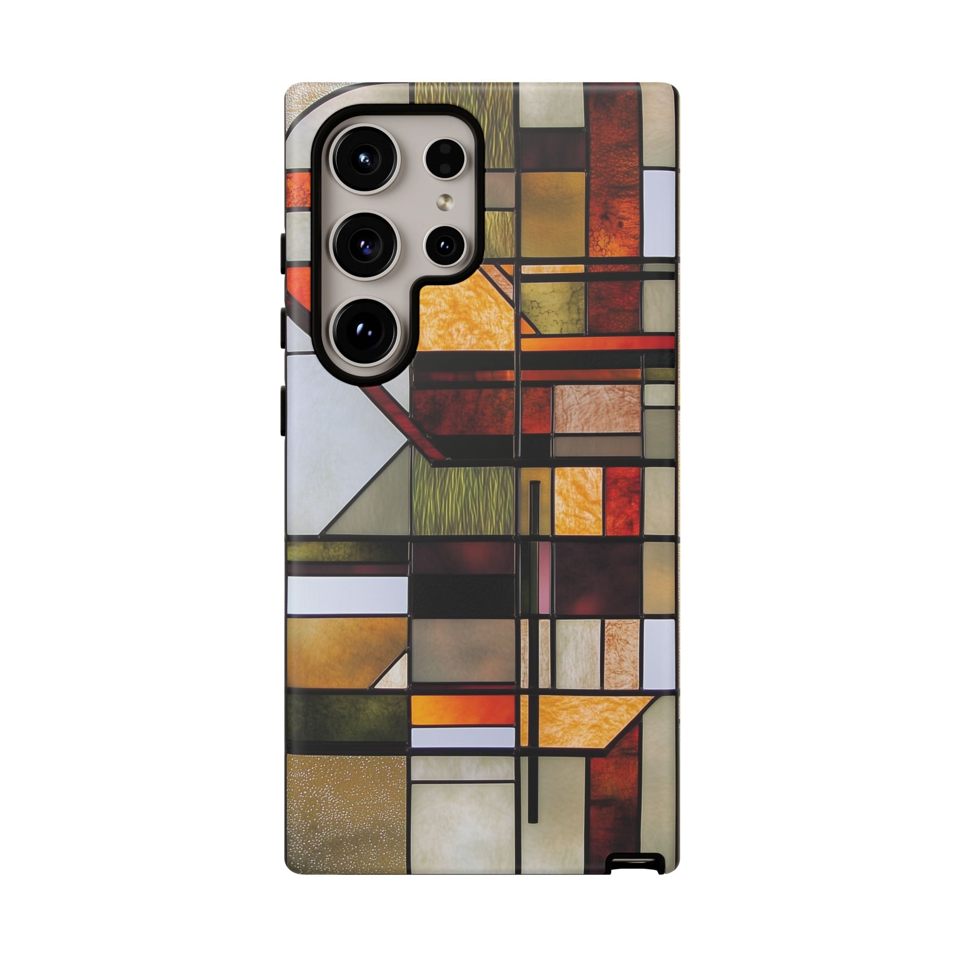 Stained Glass Phone Case Art Deco Frank Lloyd Wright Cottage Core Usonian Prairie Style Geometric Stylish  iPhone 14 15 16 Pro