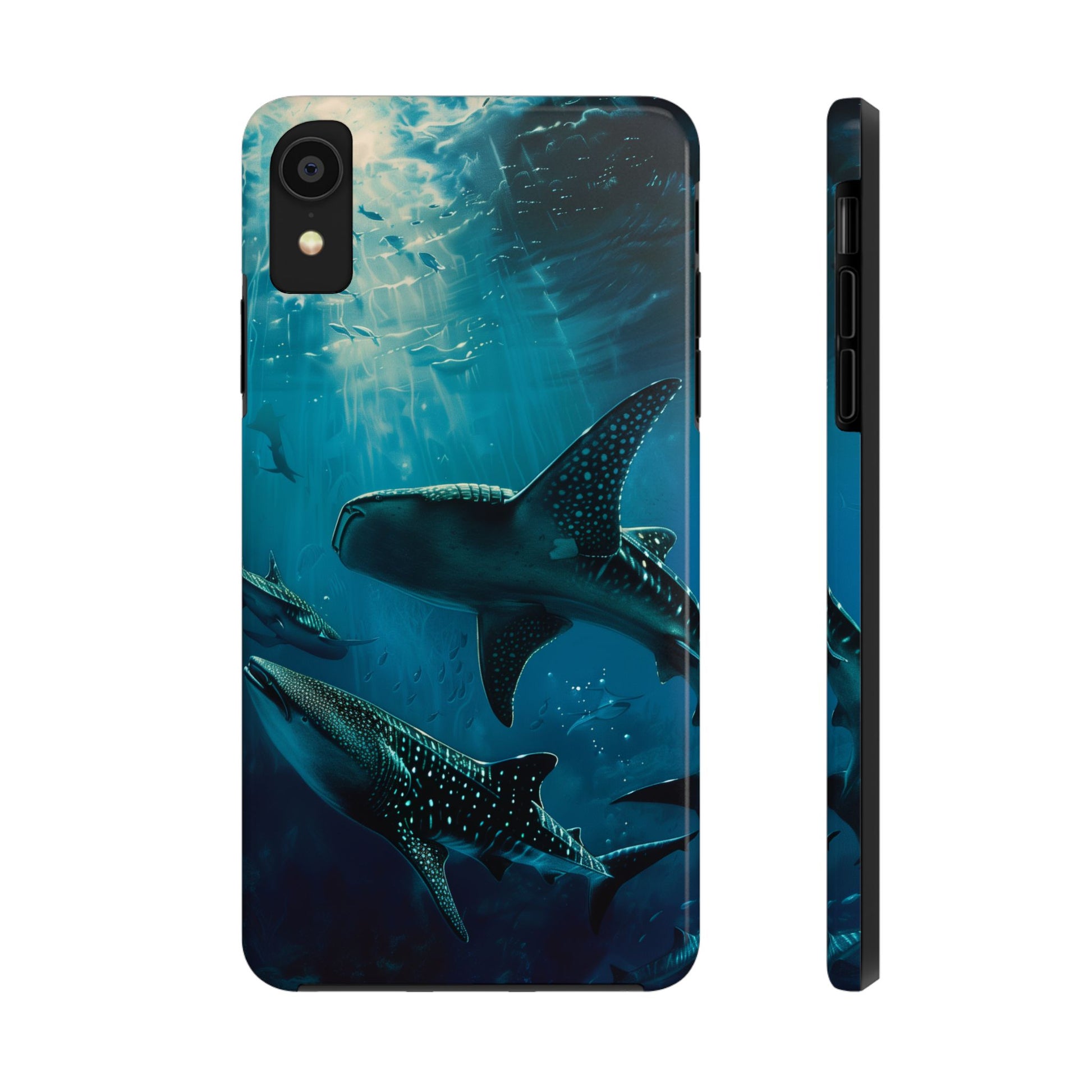 Tranquil Trio: Three Whale Sharks Tough Phone Case