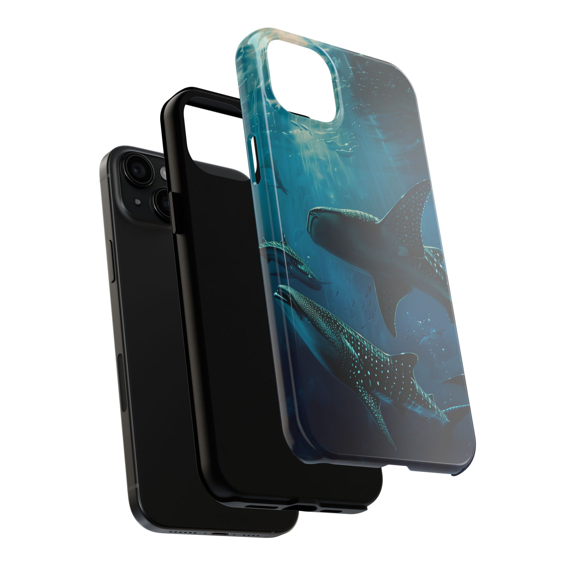 Tranquil Trio: Three Whale Sharks Tough Phone Case
