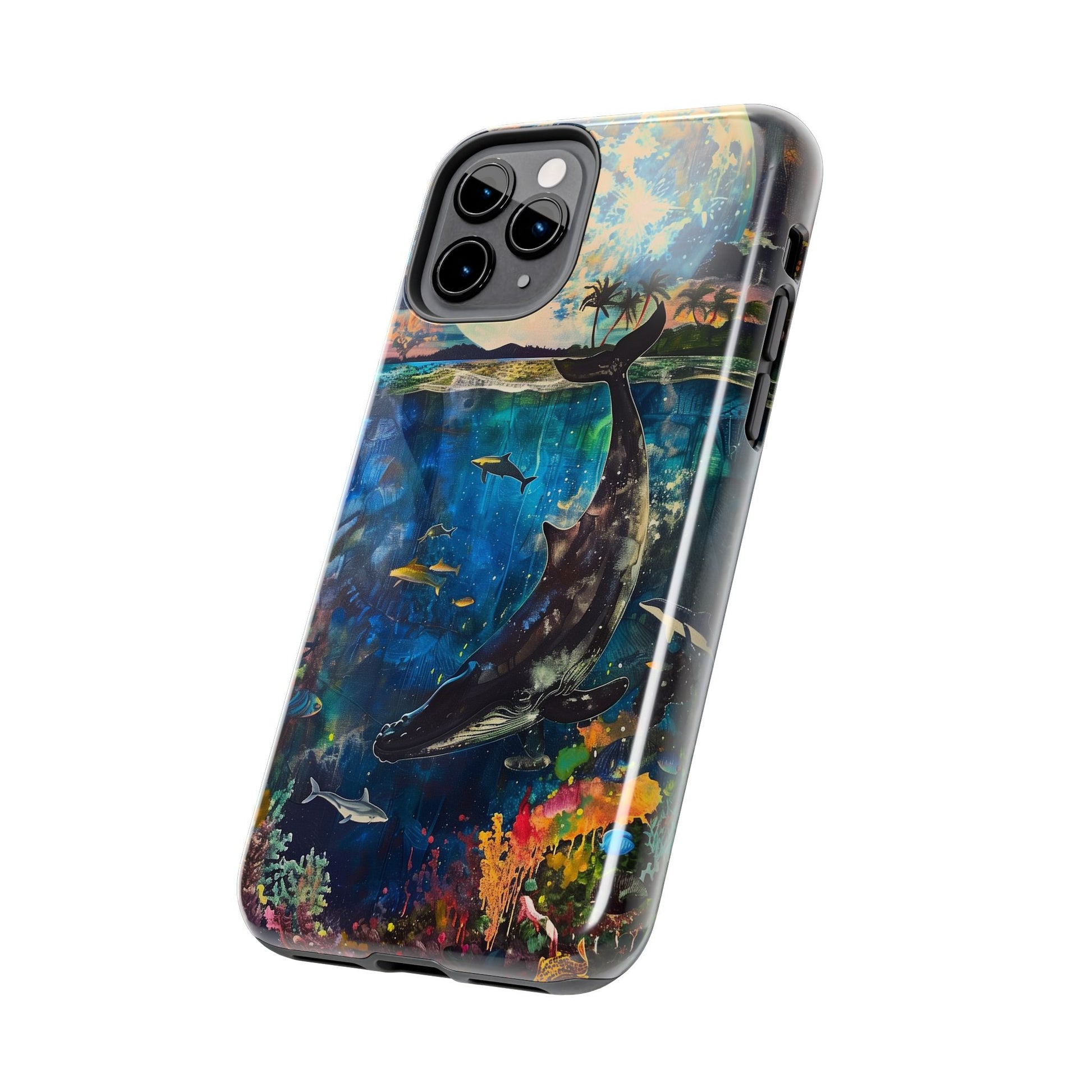 Abstract Moonlit Whale Underwater Phone Case - Durable and Stunning Protective Cover