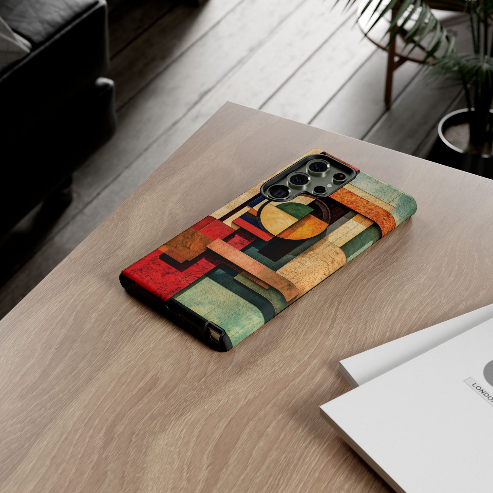 Tan Prairie Style Frank Lloyd Wright Usonian Phone Case Geometric Stained Glass Art Deco Marble Gold 13 14 15 16 iPhone Pro Max Galaxy Pixel