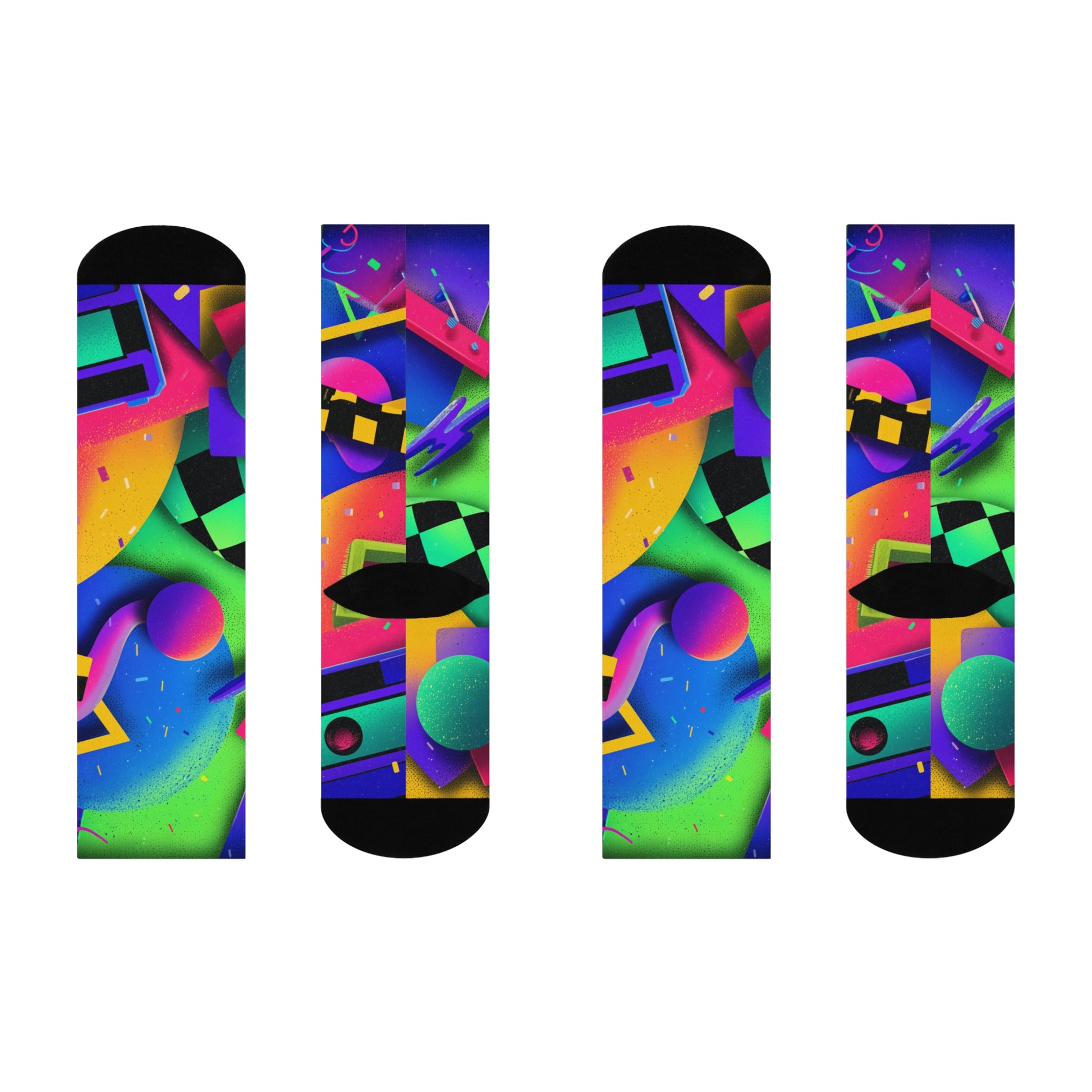 80s Vibe Neon Abstract Super Crew Socks