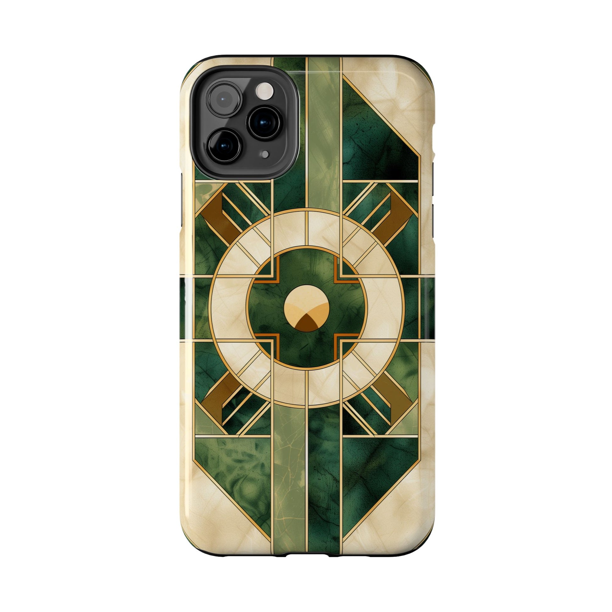 Green Frank Lloyd Wright Inspired Phone Case - Geometric Elegance for iPhone Models
