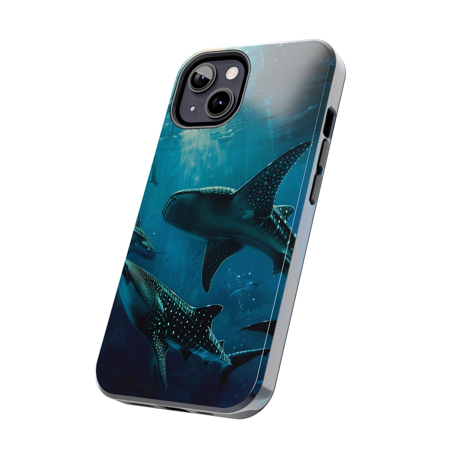 Tranquil Trio: Three Whale Sharks Tough Phone Case