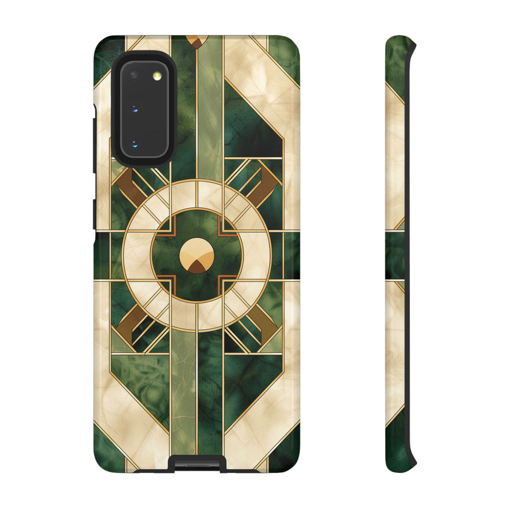 Green Frank Lloyd Wright Inspired Phone Case Geometric Elegance Stained Glass Art Deco Marble Gold 13 14 15 16 iPhone Pro Max Galaxy Pixel