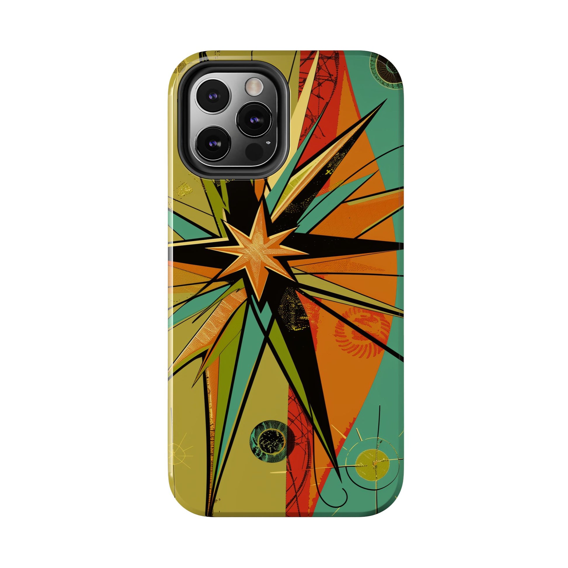 Mid Century Modern Star Design Phone Case, Earth Tone Colors, Retro Style Smartphone Cover, Vintage Phone Case, iPhone 14 Case, Apple iPhone