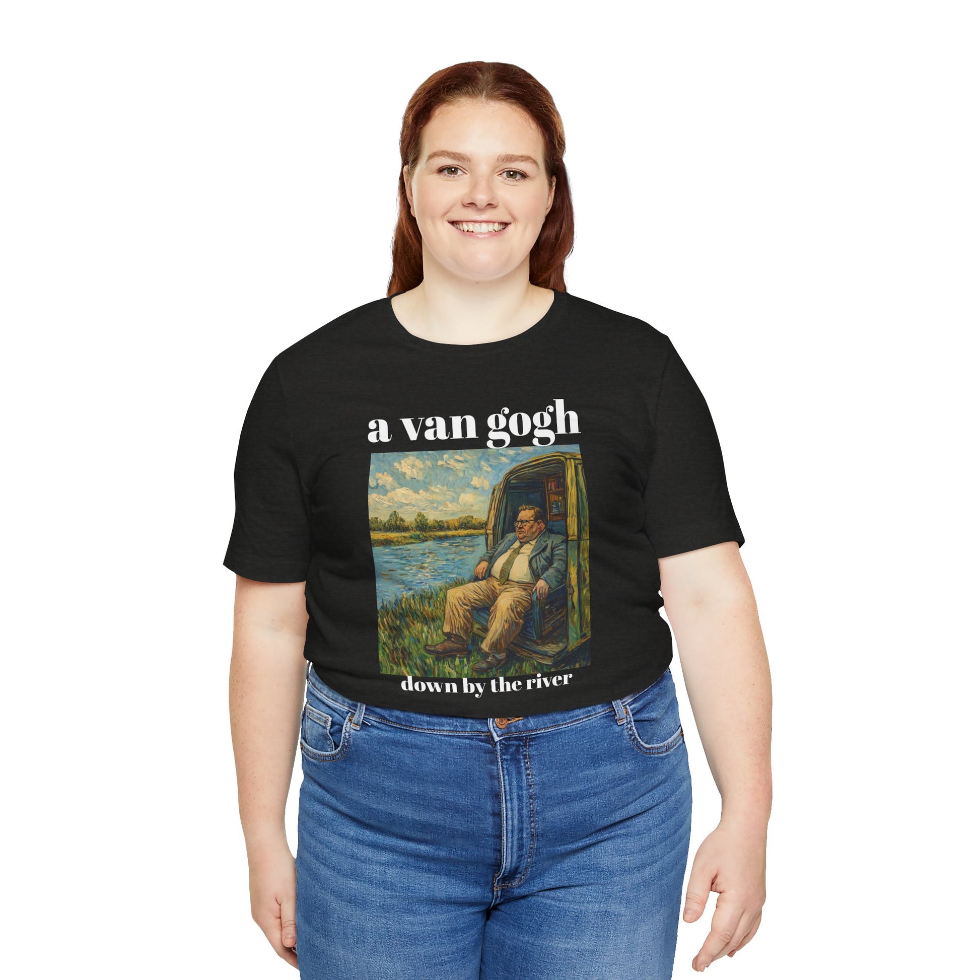 Tshirt Van Gogh Down by the River Van Gogh Style Print Sitting by a River Graphic Tee Tshirt Matte Foley Wall Decor ShirtFine Wall Art