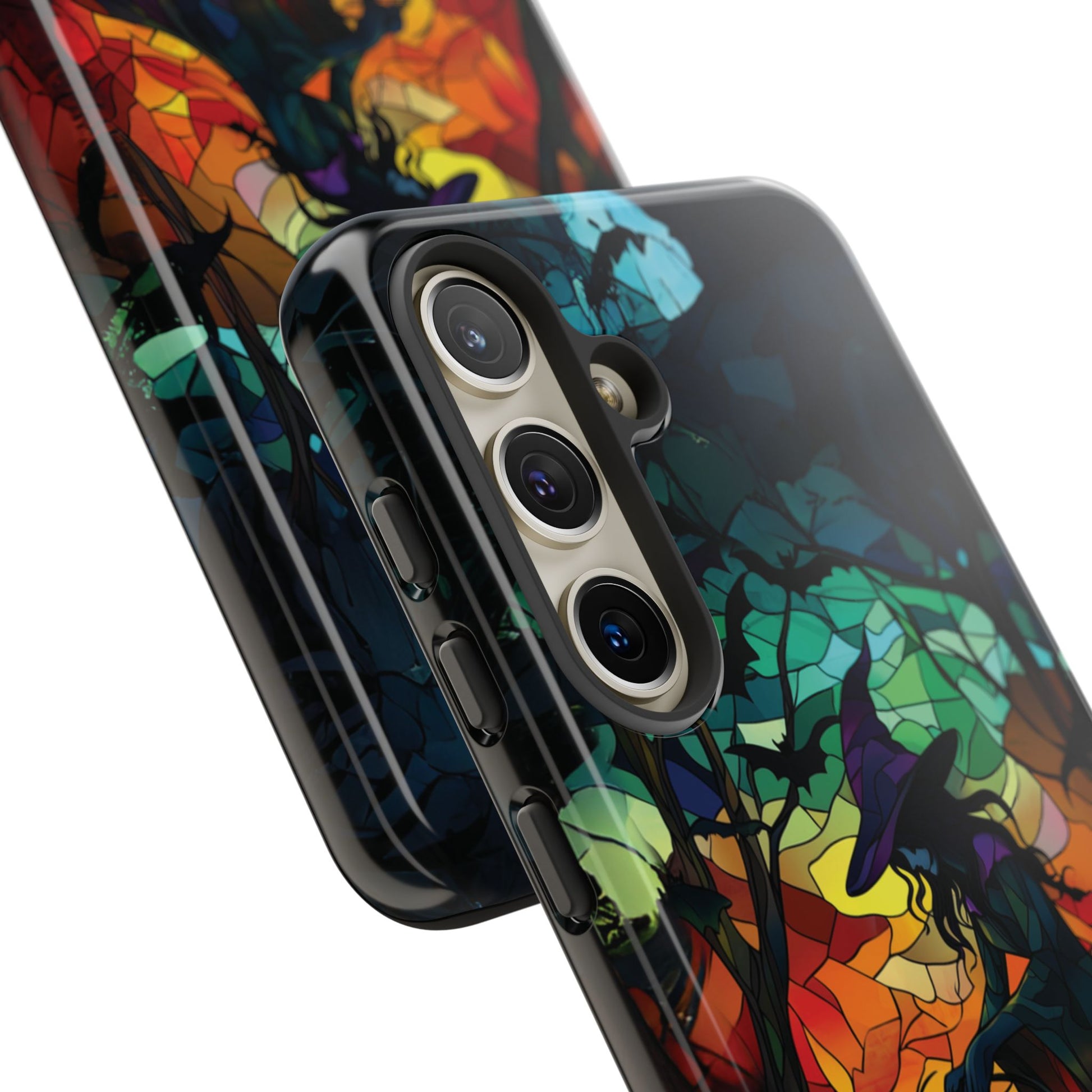 Halloween Witch Stained Glass Dark Academia Spooky Fall Witchy Pumpkin Bats Seasonal Fall Mosaic Case iPhone 13 14 15 16 Pro Max