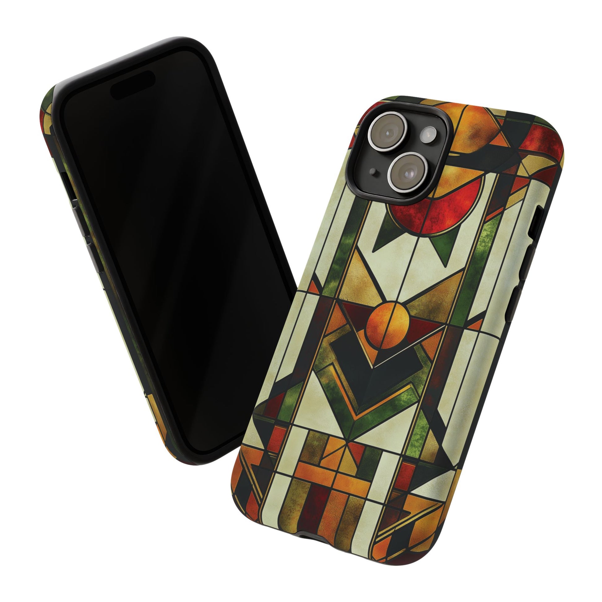 Art Deco Geometric Stained Glass Phone Case Design Lempicka Frank Lloyd Wright Prairie Style Stylish iphone 13 14 15 16 Pro Max Plus Galaxy