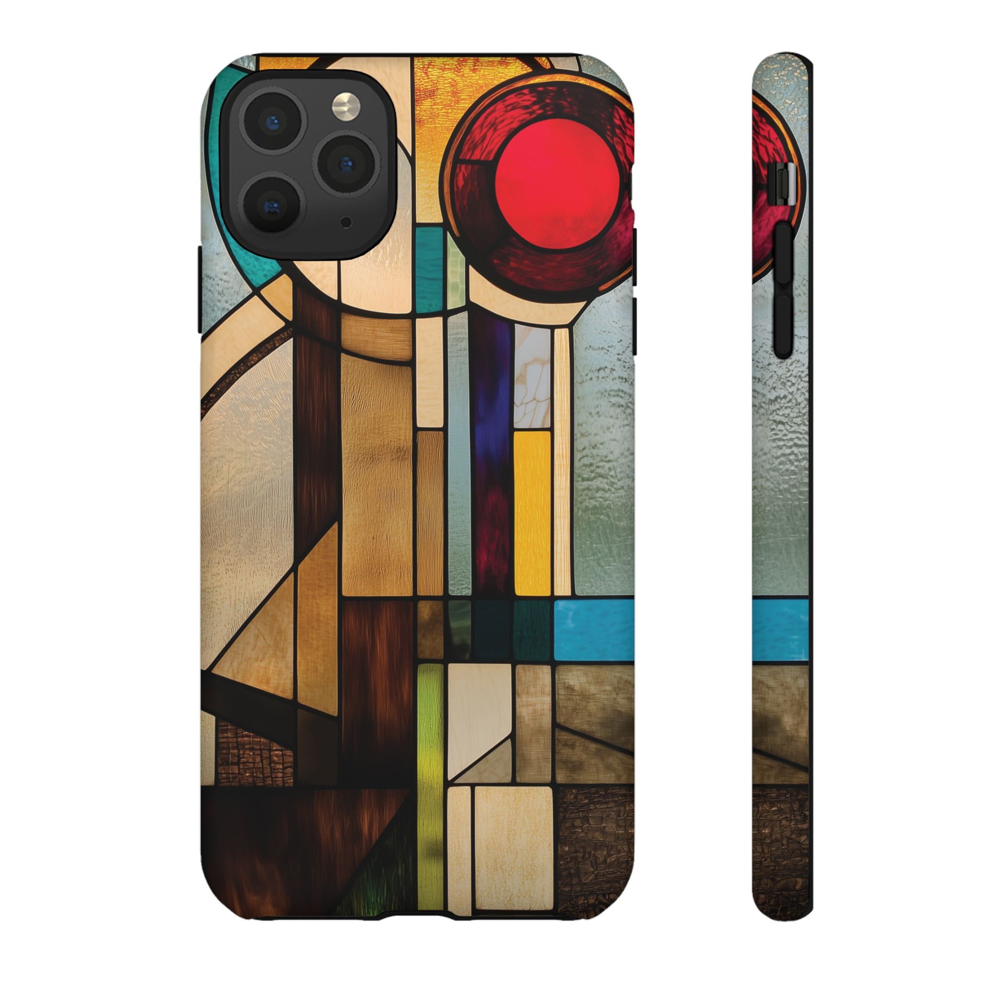 Stained Art Deco Glass Phone Case Frank Lloyd Wright Cottage Core Usonian Prairie Style Geometric Stylish  iPhone 14 15 16 Pro