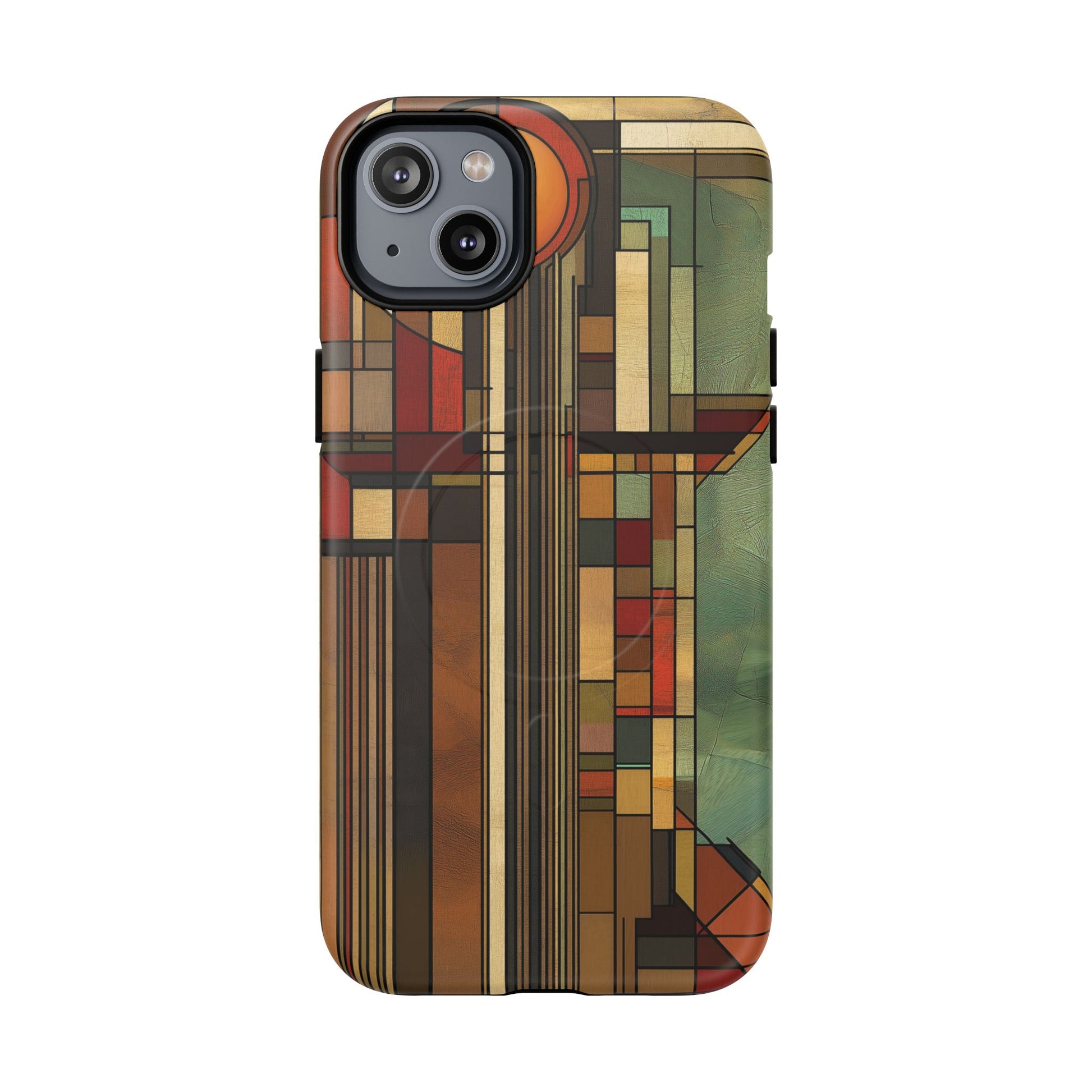 Magsafe Prairie Style Frank Lloyd Wright Usonian Phone Case Geometric Stained Glass Art Deco Marble 14 15 16 iPhone Pro Max