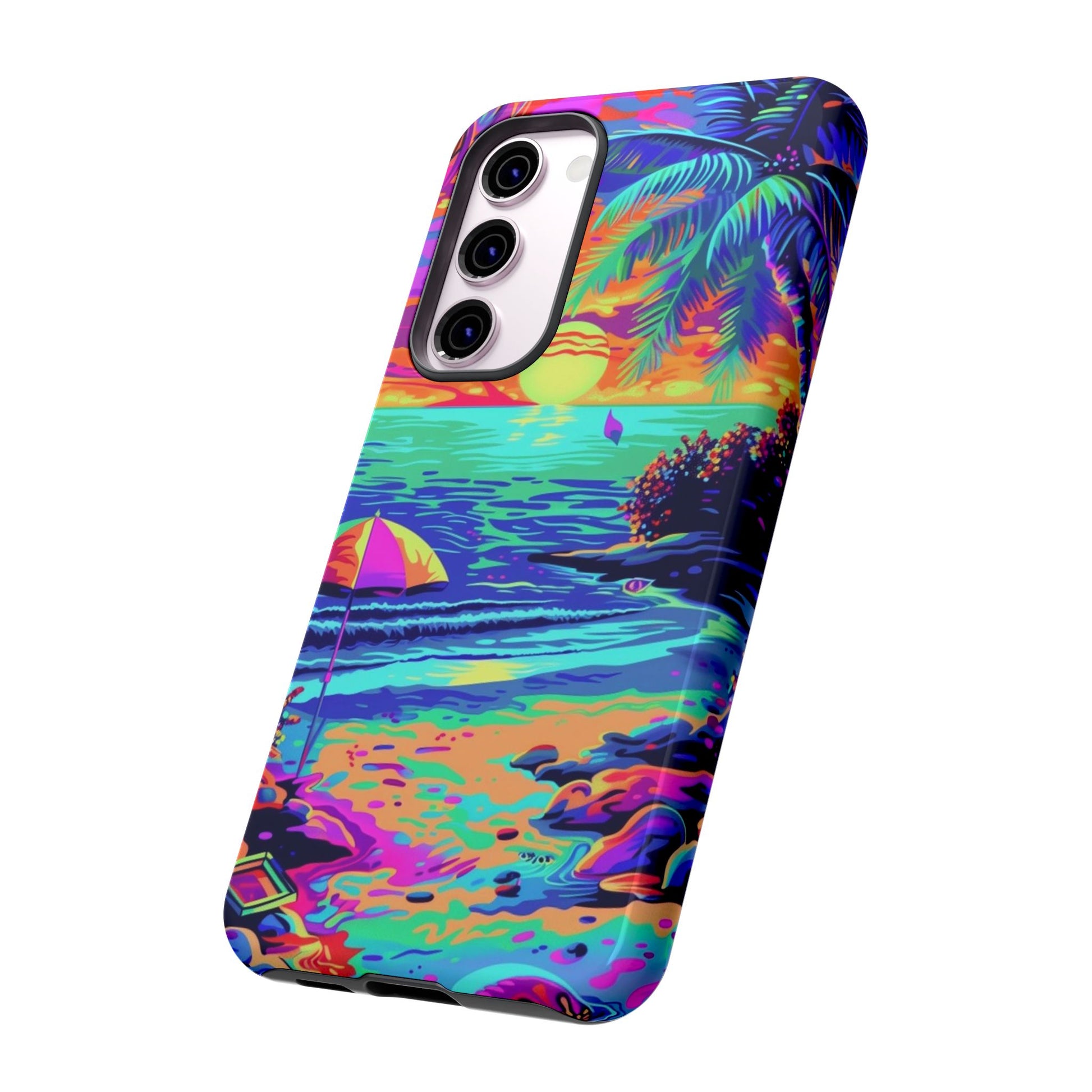 Beach Bliss: Durable Android Phone Case with Lisa Frank Style