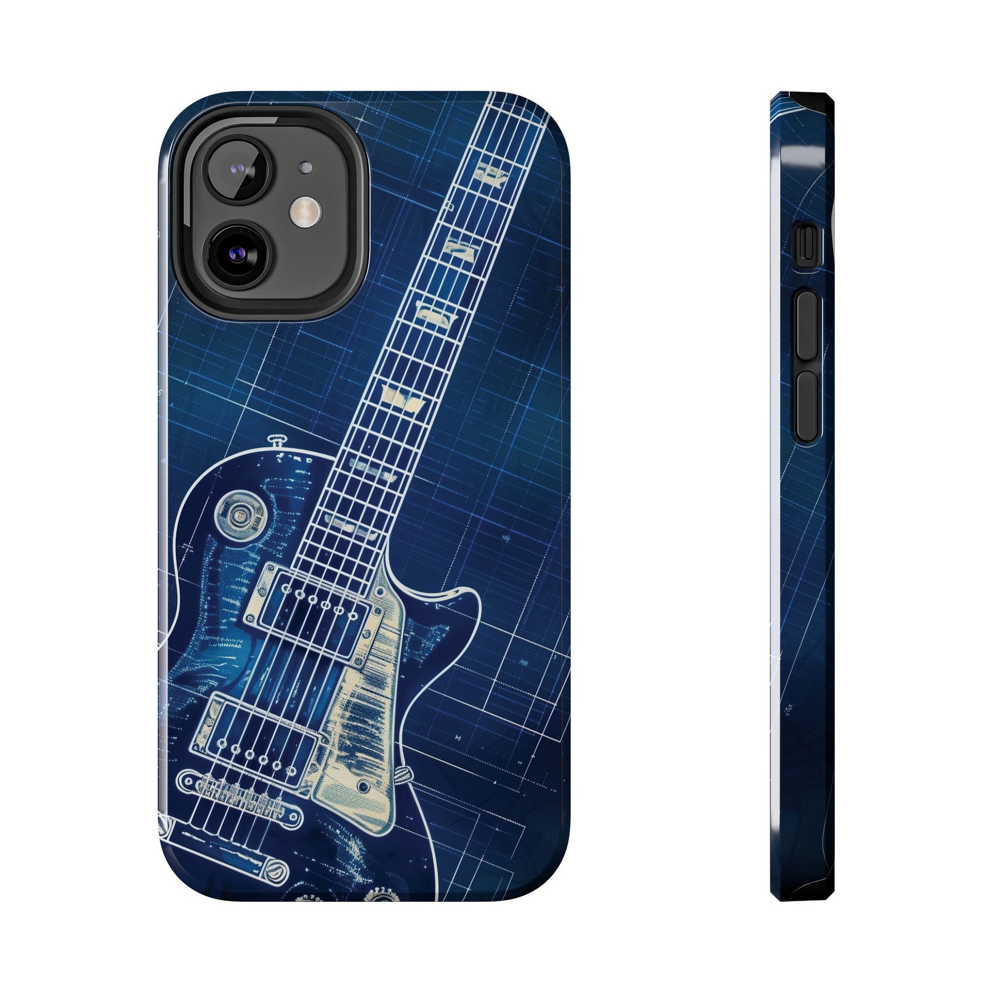 Guitar Phone Case, Guitar Blueprint iPhone Cover, Vintage Guitar Design, Custom iPhone Covers, Rock Music Phone Accessories, Musician Gift