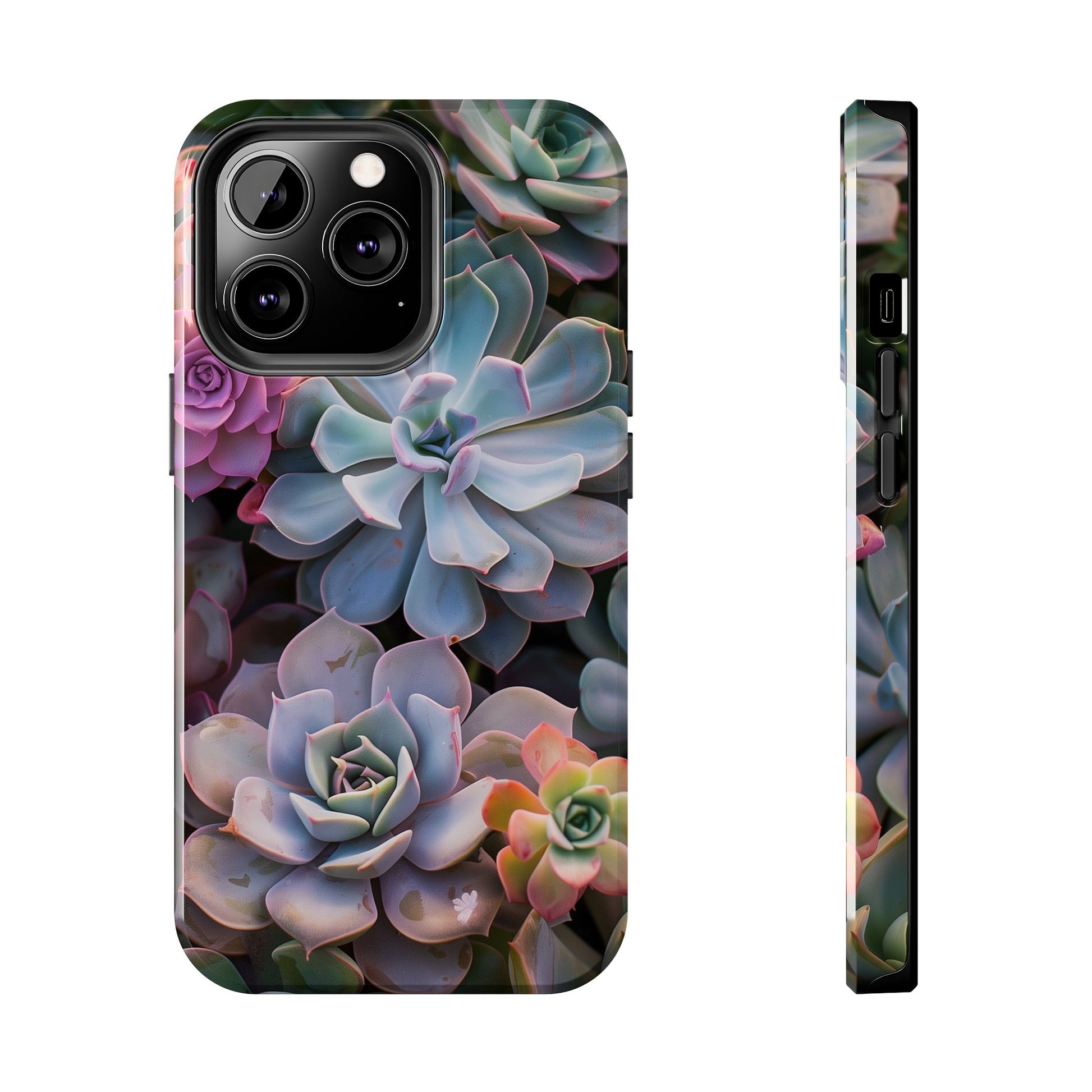 Pastel Succulent Flower Design Durable Phone Case - Tough Protection for iPhones