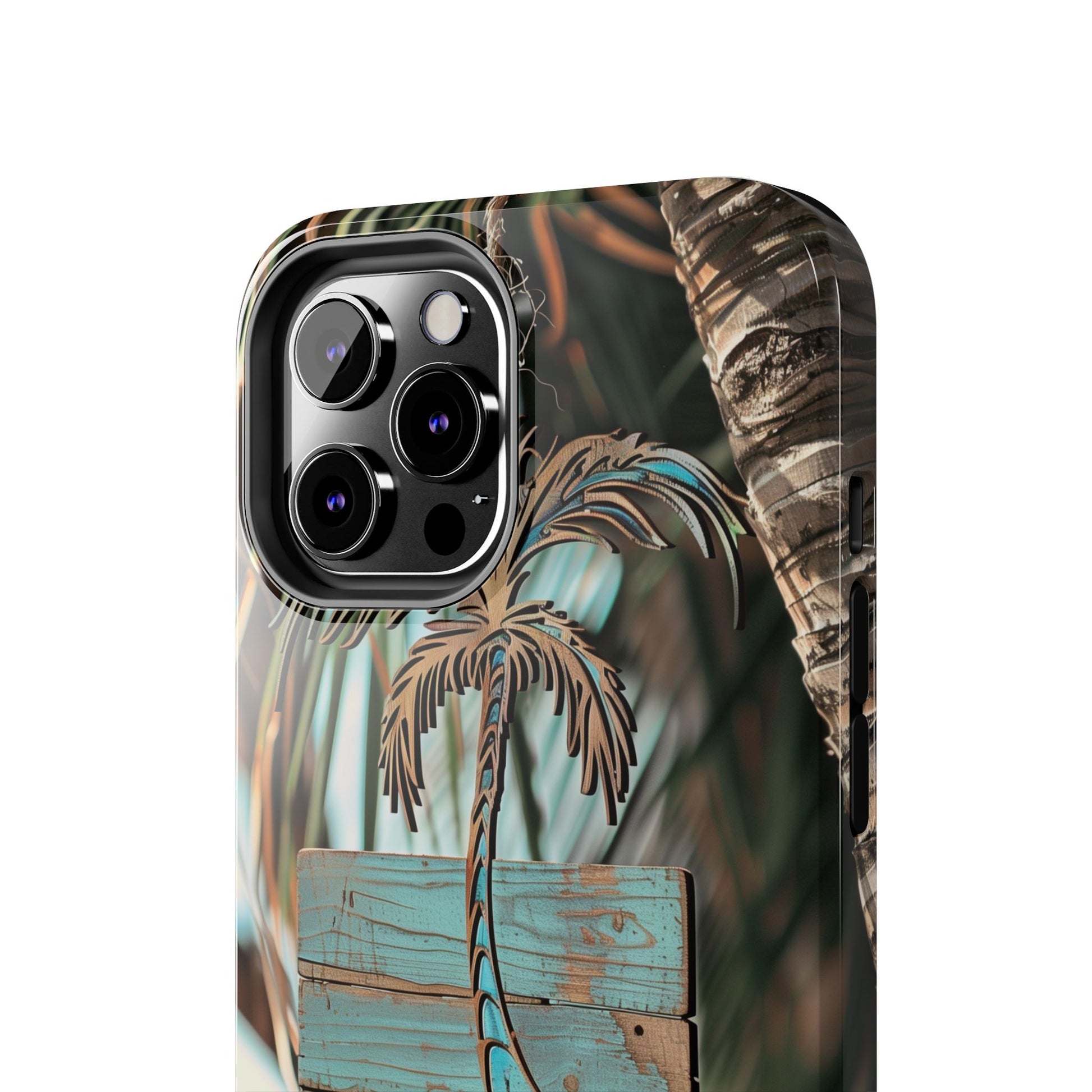 Durable Phone Case with Palm Tree Charm