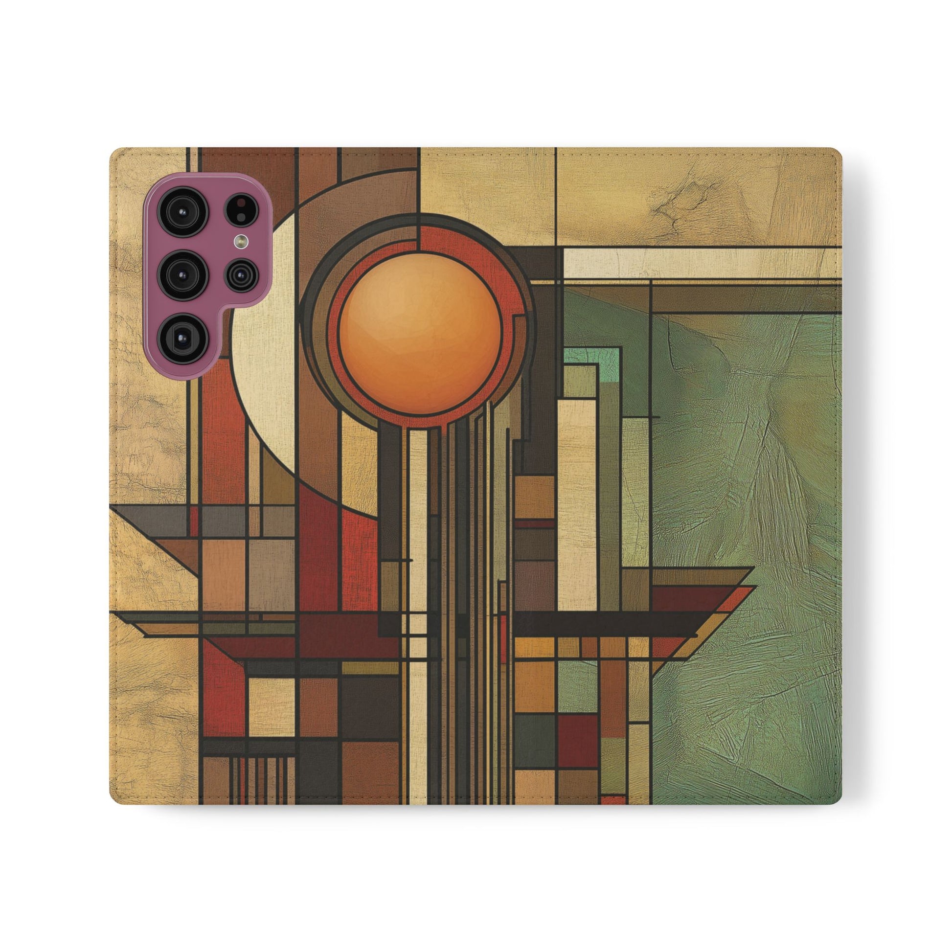 Art Deco Flip Case Frank Lloyd Prairie Style Stained Glass Wright, Phone Covers, Colorful Protective Accessories, Unique