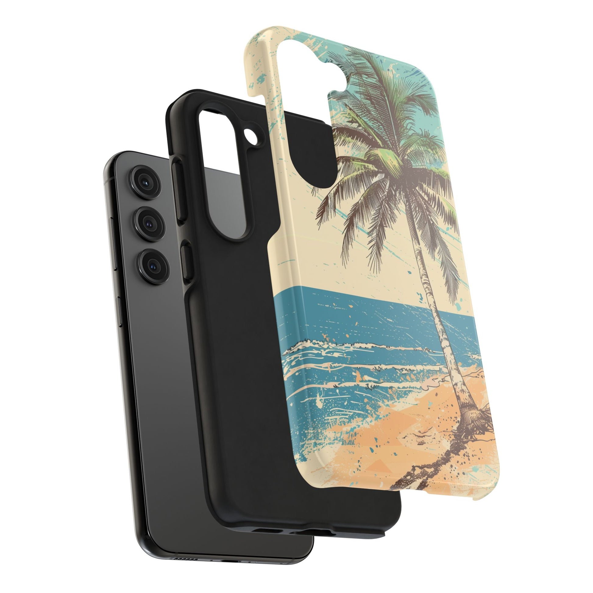 Retro Beach Scene Phone Case, Vintage Tropical Ocean iPhone Case, Summer Beach Phone Cover for iPhone, iphone 15 pro max