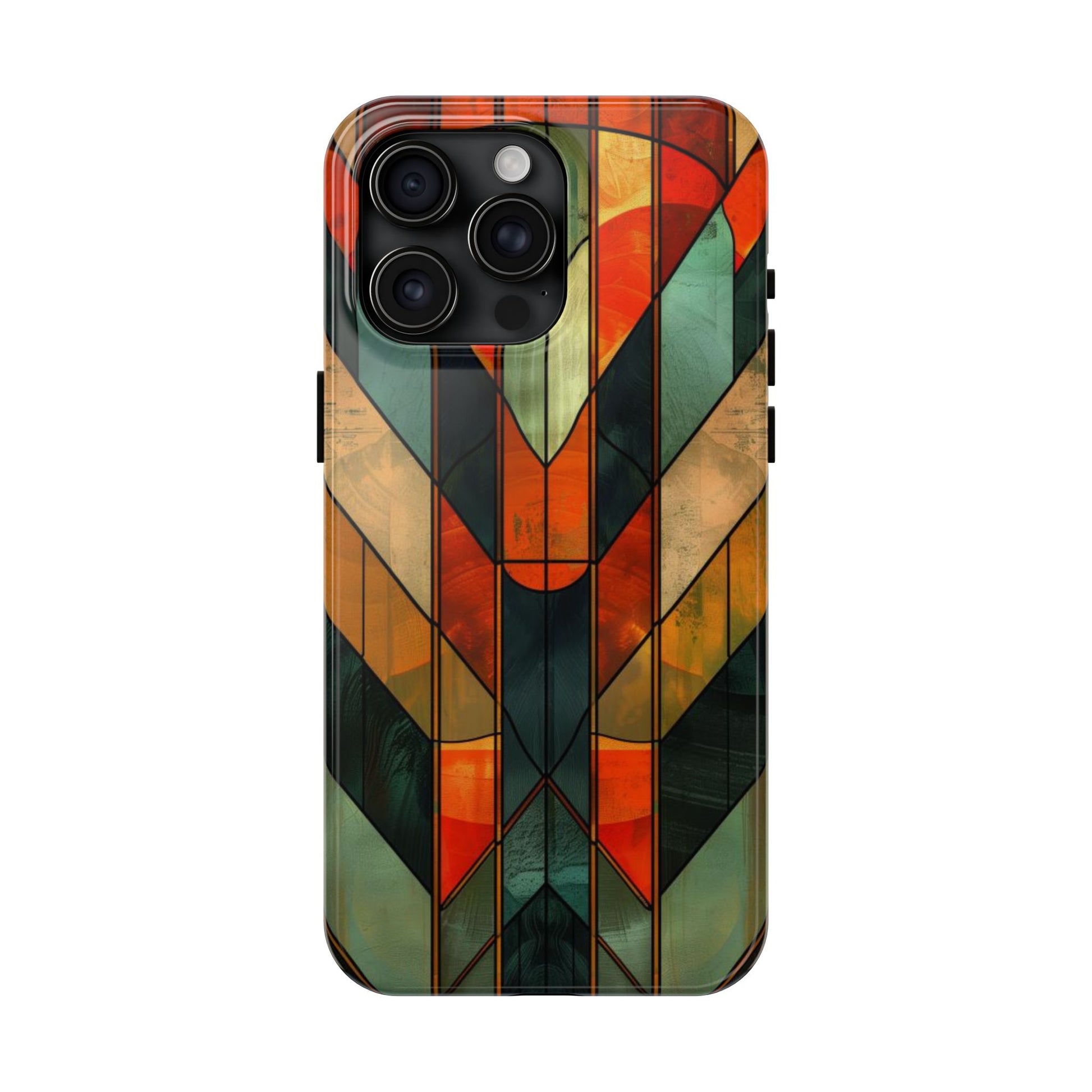 Noir Art Deco Colorful Stained Glass - Durable Dual Layer Iphone Case - Architect Phone Case