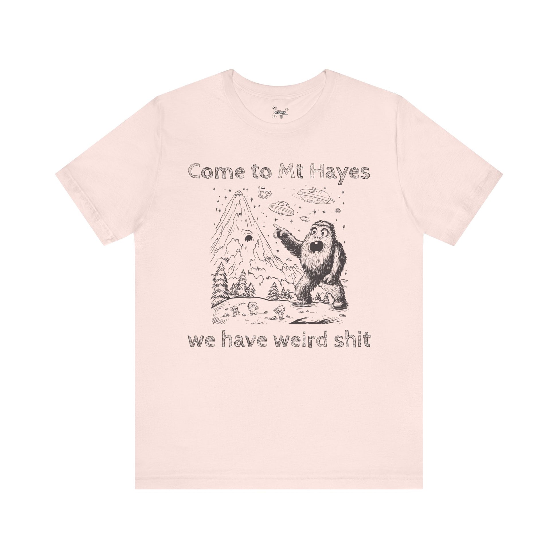Alien Conspiracy Unisex Tee, Bigfoot Mountain Sketch Shirt, UFO Weird Stuff Tshirt, California Men's Top, Space Extraterrestrial Shirt