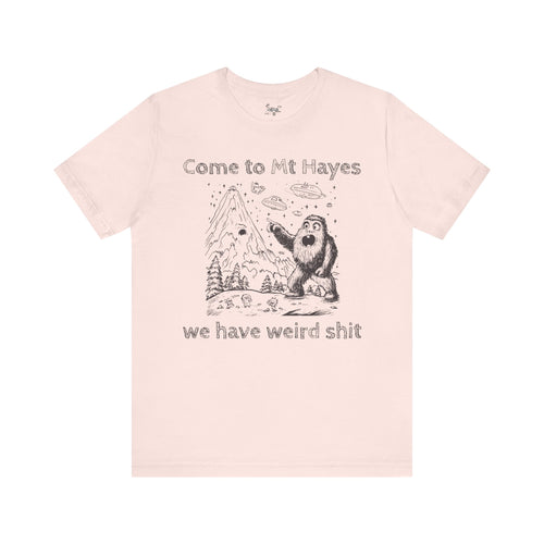 Alien Conspiracy Unisex Tee, Bigfoot Mountain Sketch Shirt, UFO Weird Stuff Tshirt, California Men's Top, Space Extraterrestrial Shirt