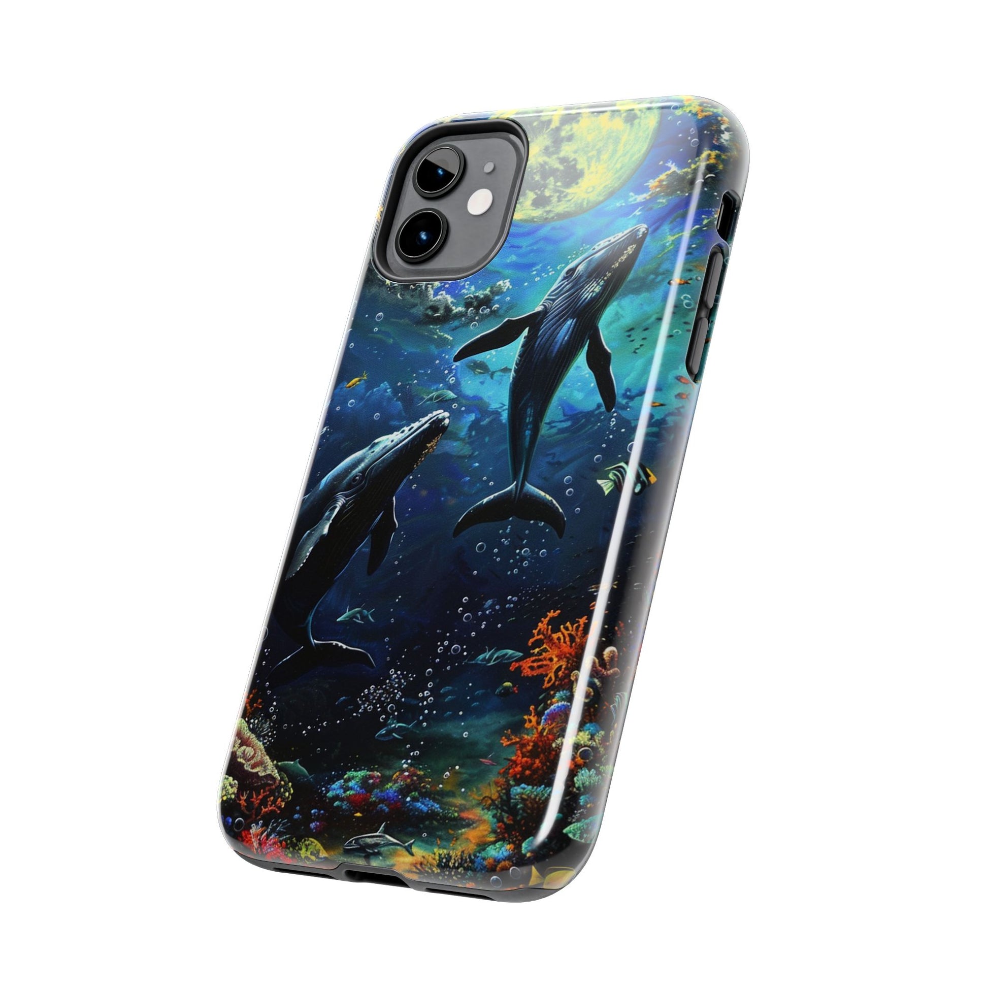 Moonlit Whales Underwater Phone Case - Durable and Stunning Protective Cover