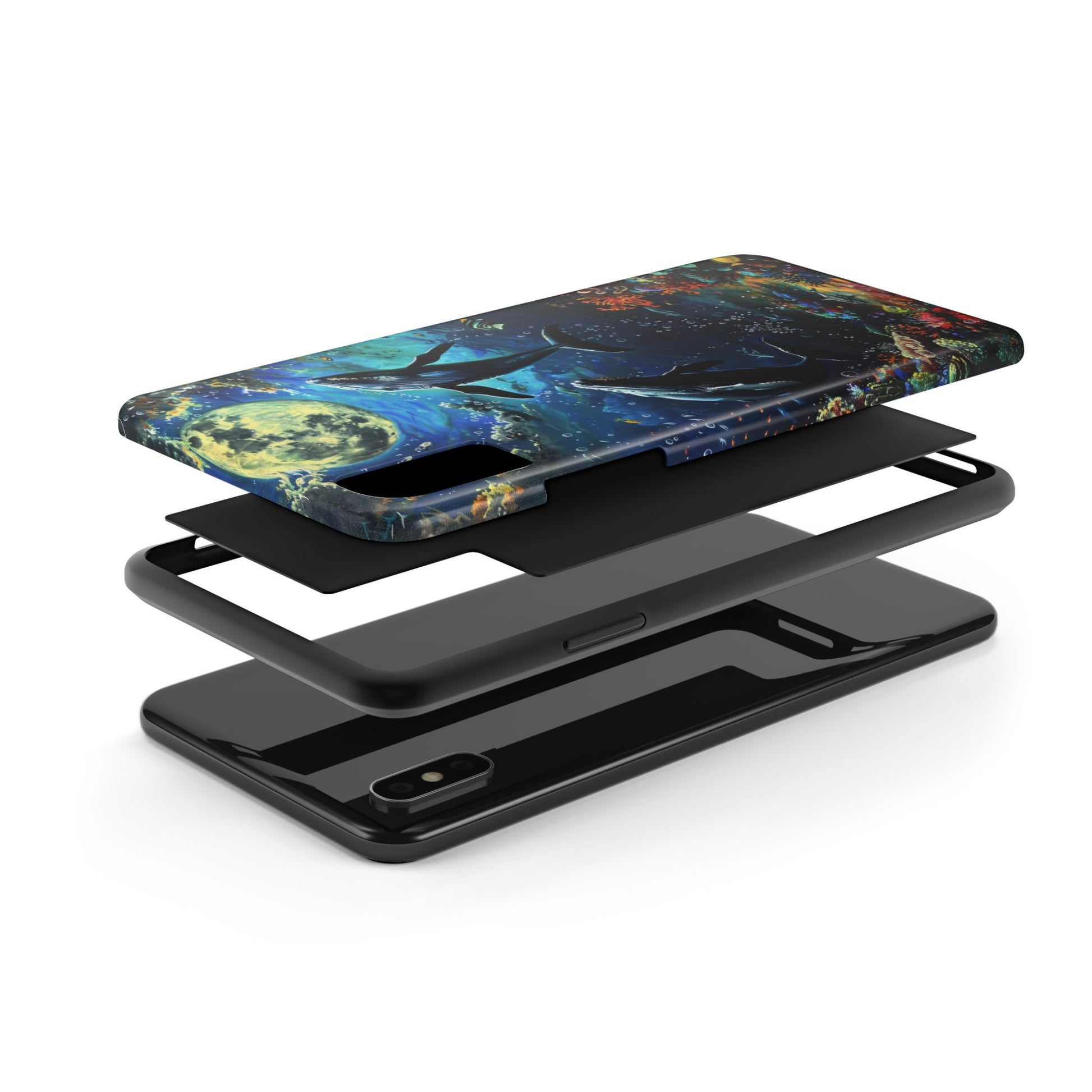Moonlit Whales Underwater Phone Case - Durable and Stunning Protective Cover