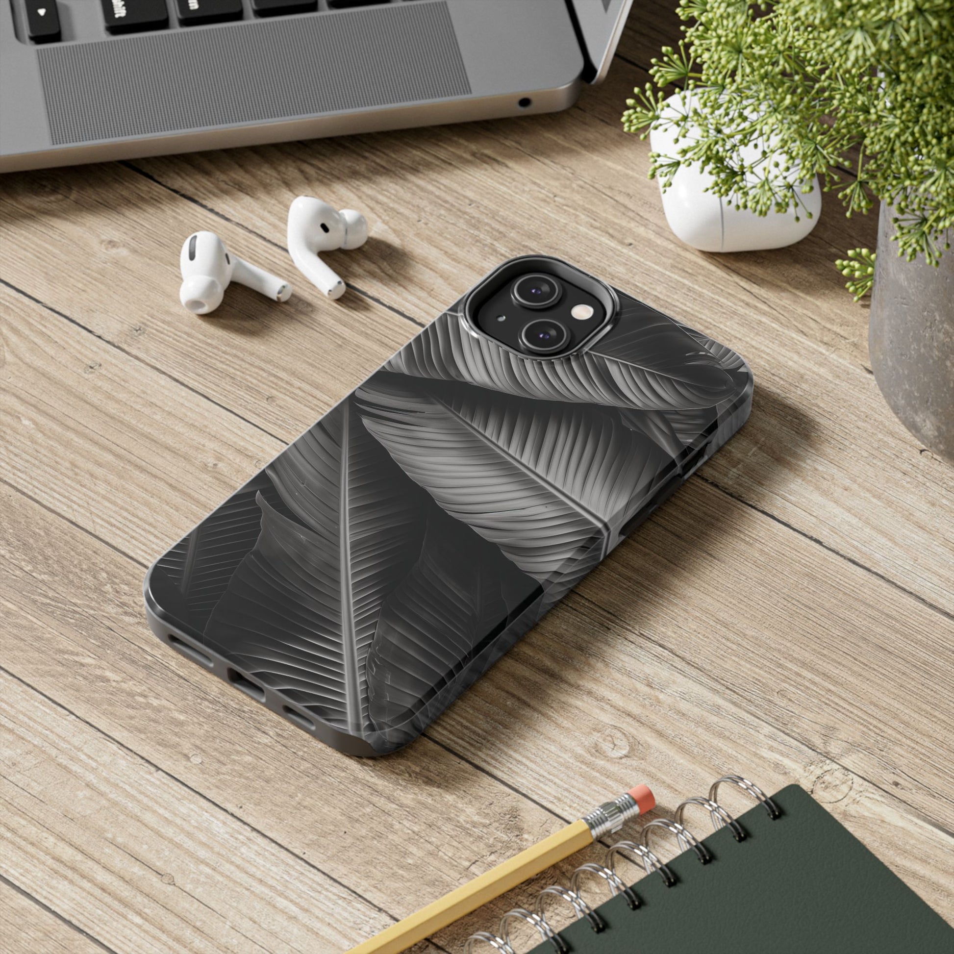 Custom Palm Leaf Phone Case, Palm Tree Phone Case, Tropical Leaf Design, Summer iPhone Cover, Black and White iPhone Case, iPhone 15 Pro Max