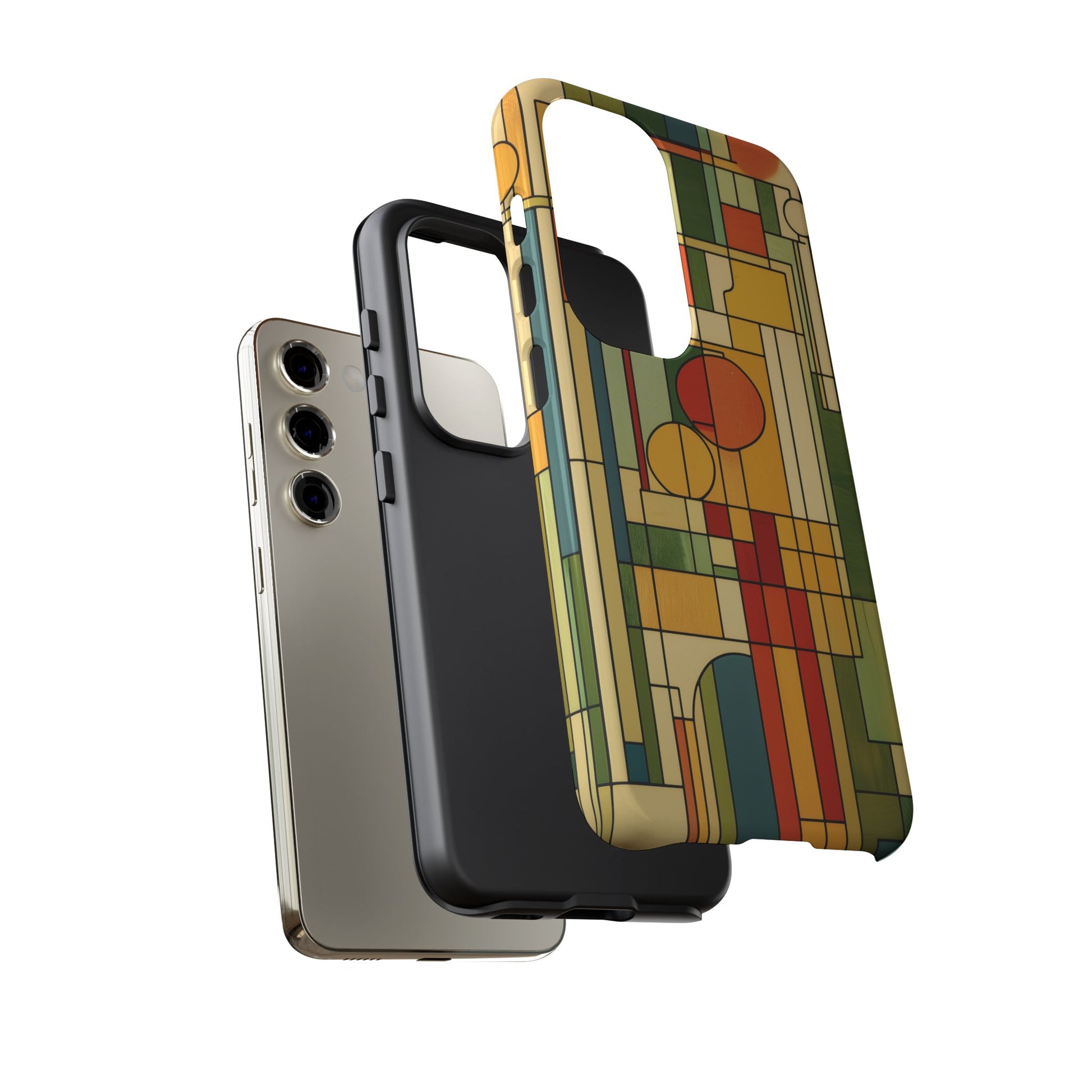 Frank Lloyd Wright Inspired Prairie Style Usonian Phone Case Geometric Stained Glass Art Deco 13 14 15 16 iPhone Pro Max Galaxy Pixel