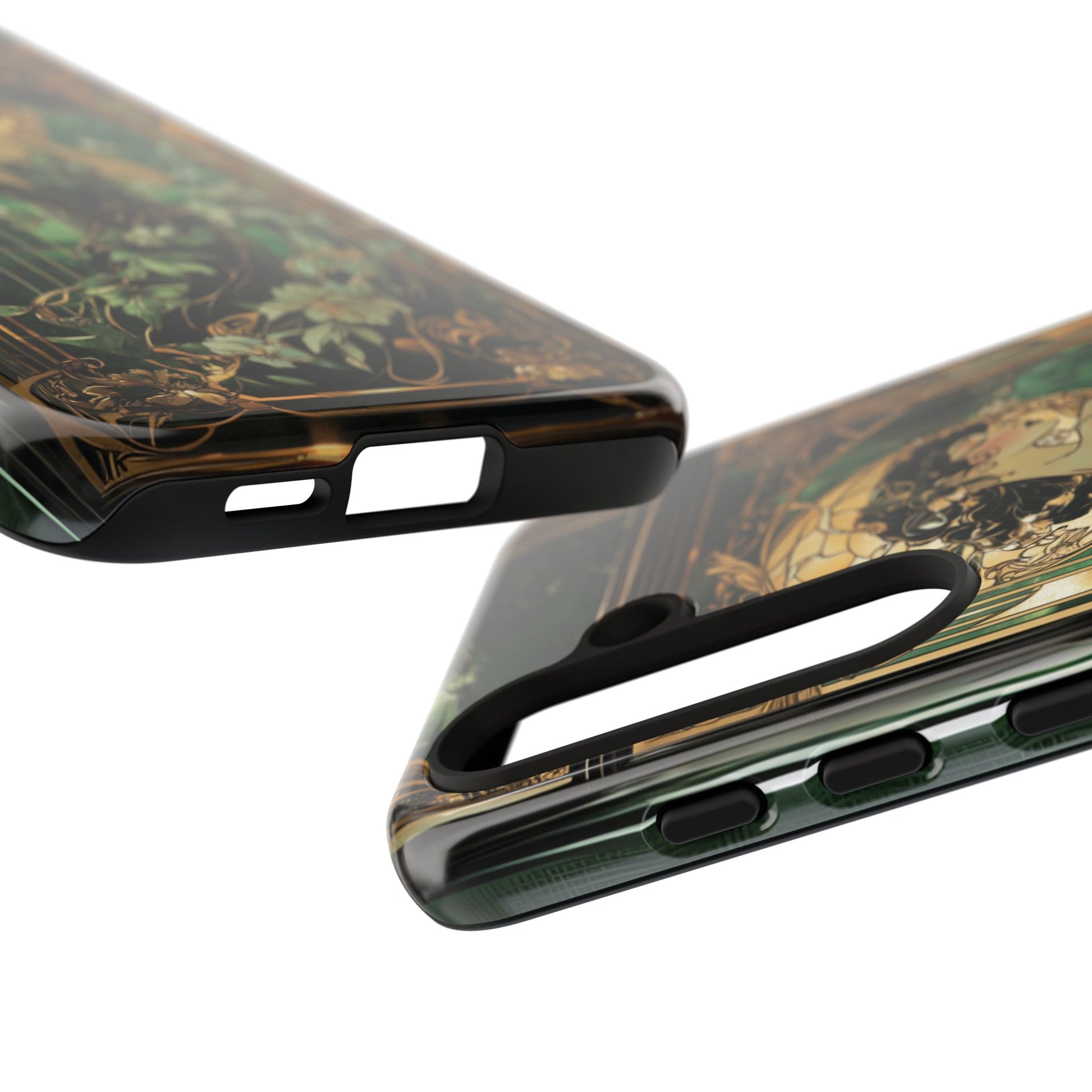 Art Deco Fairy Flapper Woman Phone Case 1920s Art Nouveau Design in Emerald & Gold Alphonse Mucha Style Gatsby Style Poster