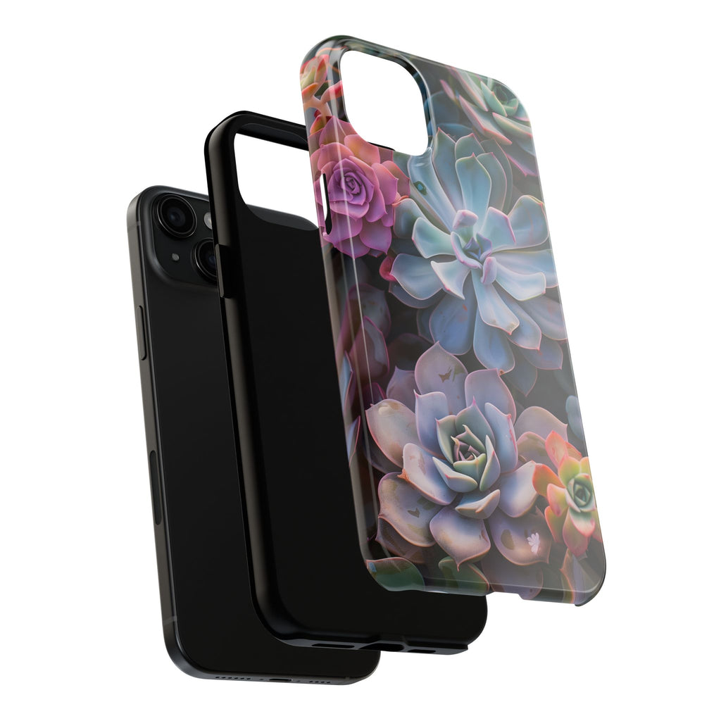 Pastel Succulent Flower Design Durable Phone Case - Tough Protection for iPhones