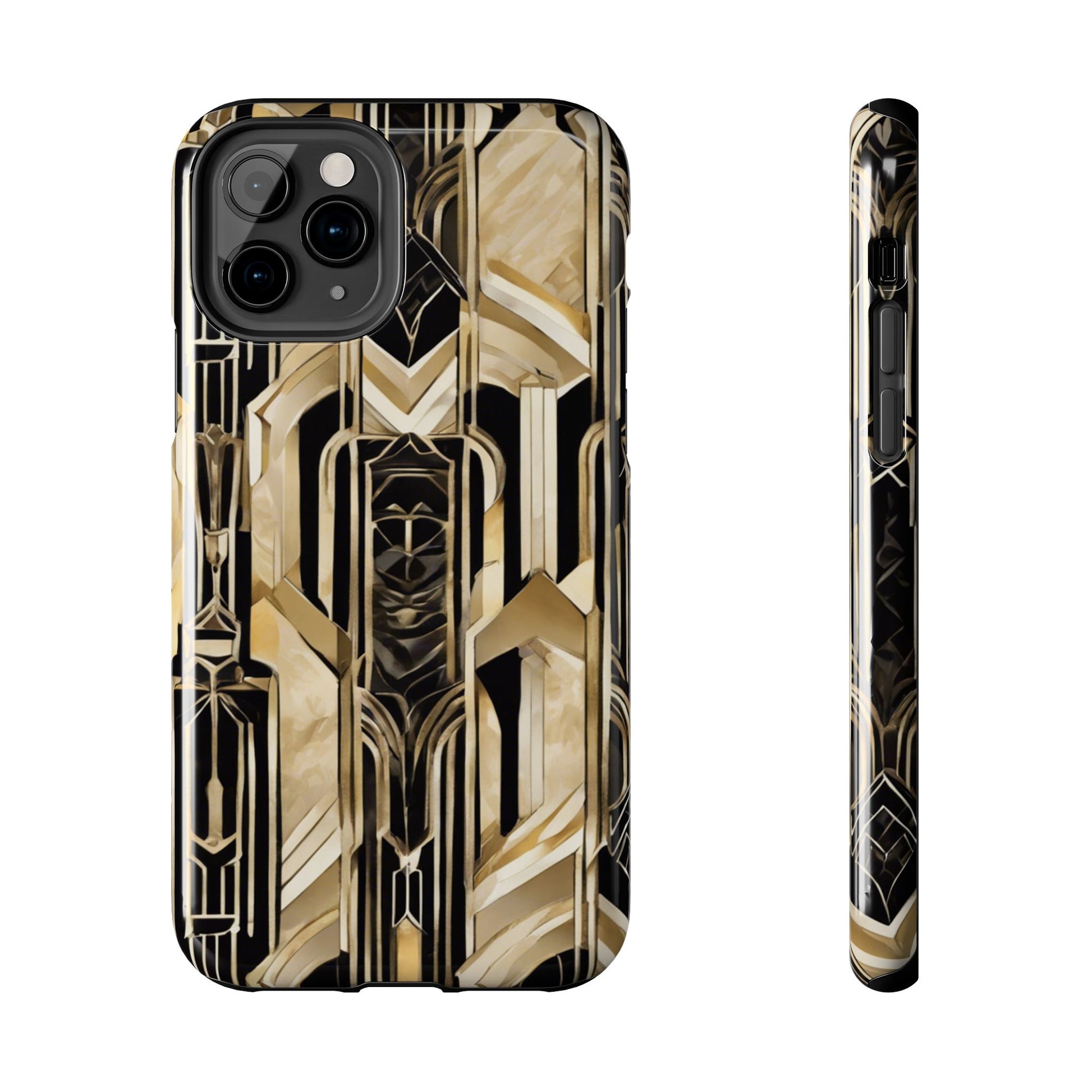 Gold Art Deco Inspired Durable Phone Case - Stylish and Sturdy Protection for Your Device
