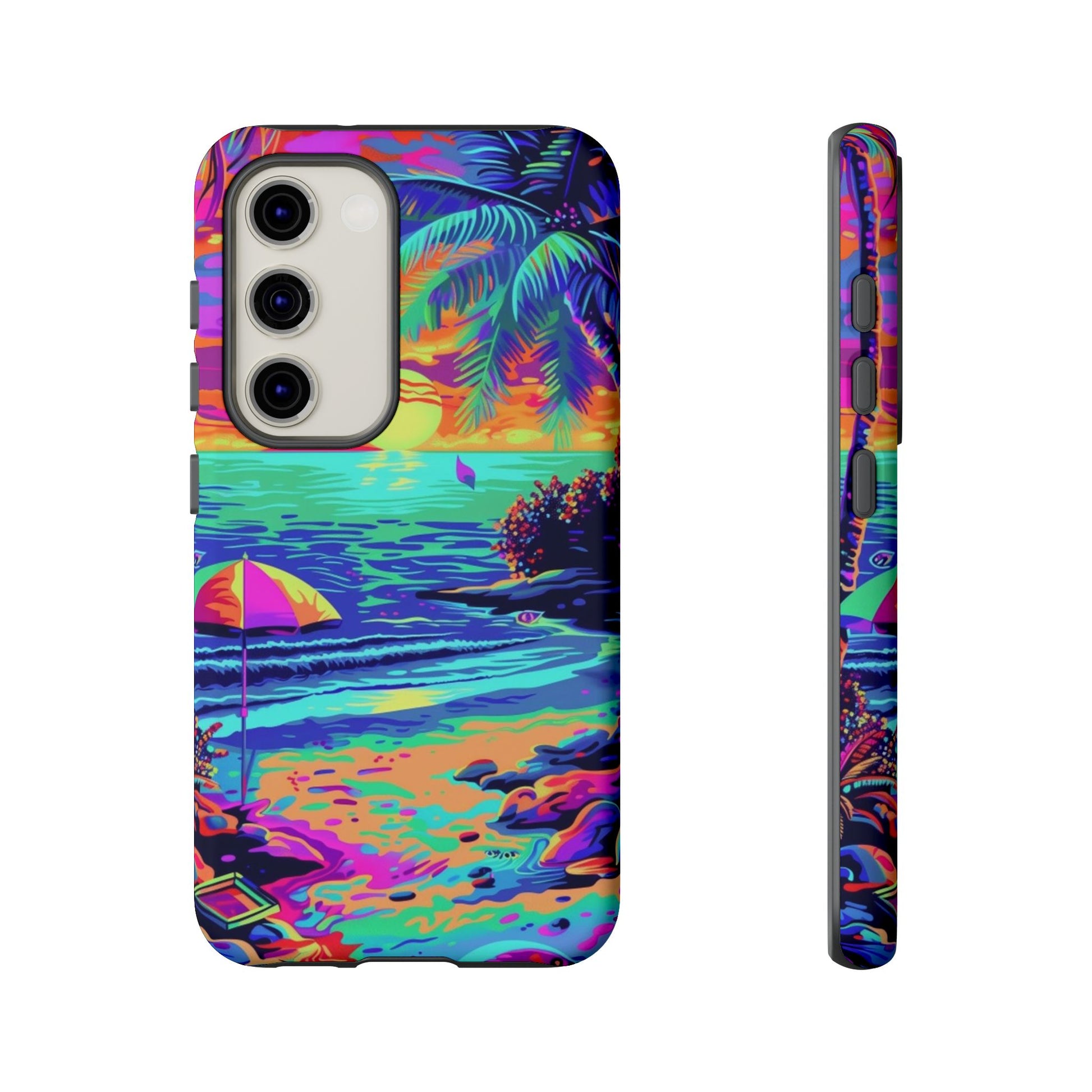 Beach Bliss: Durable Android Phone Case with Lisa Frank Style